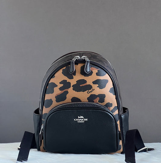 Coach Mini Court Backpack in Signature Canvas With Leopard Print
