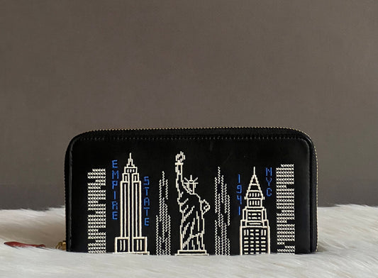 Coach Accordion Zip Wallet with Stardust City Skyline Embroidery