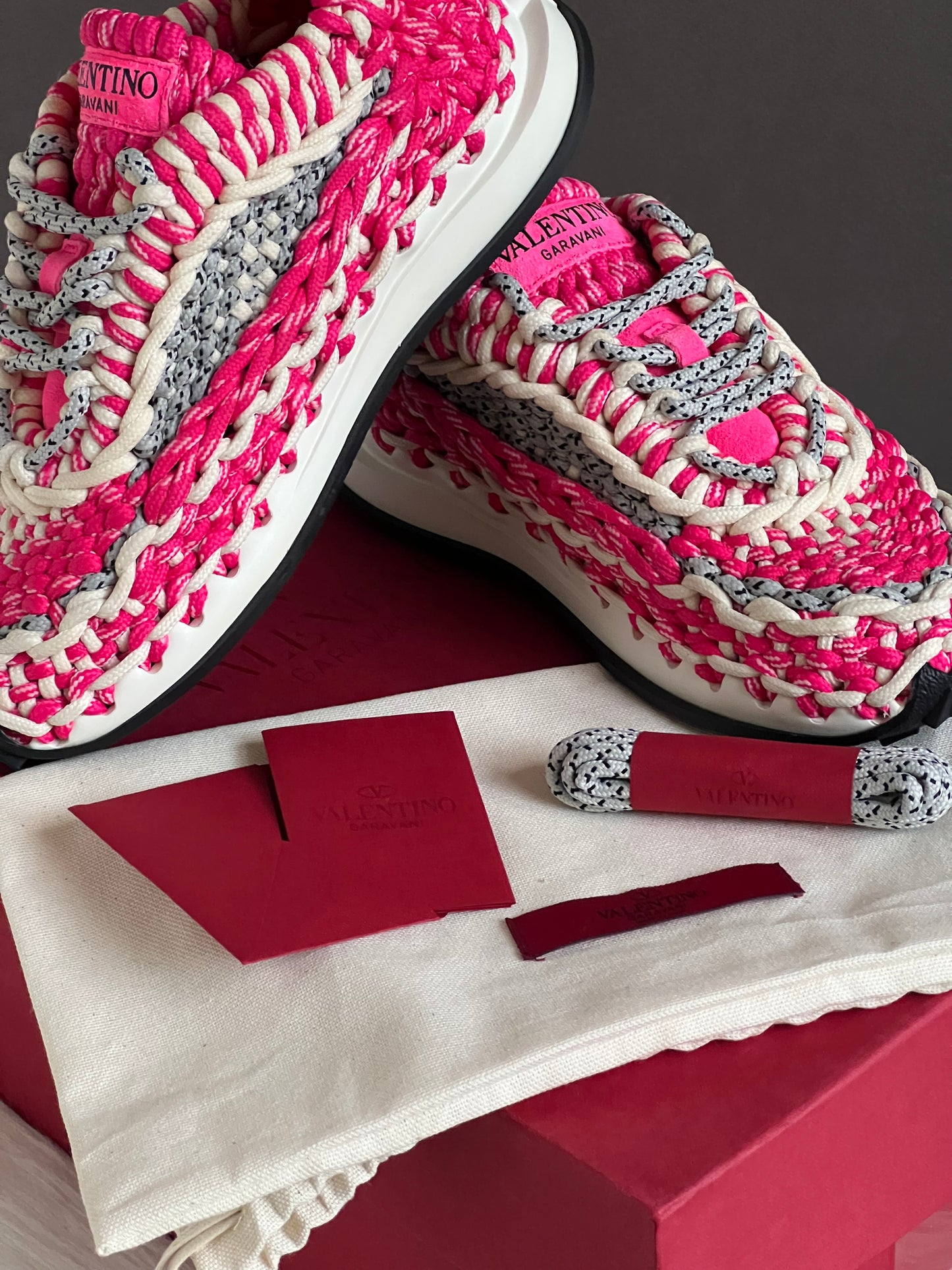 Valentino Garavani Knotted Macrame Crochet Sneakers