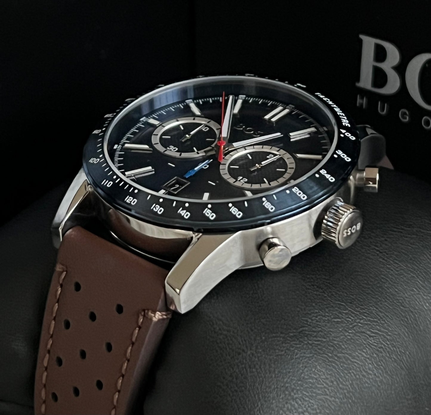 Hugo Boss Men’s Allure Chronograph Leather Strap Watch