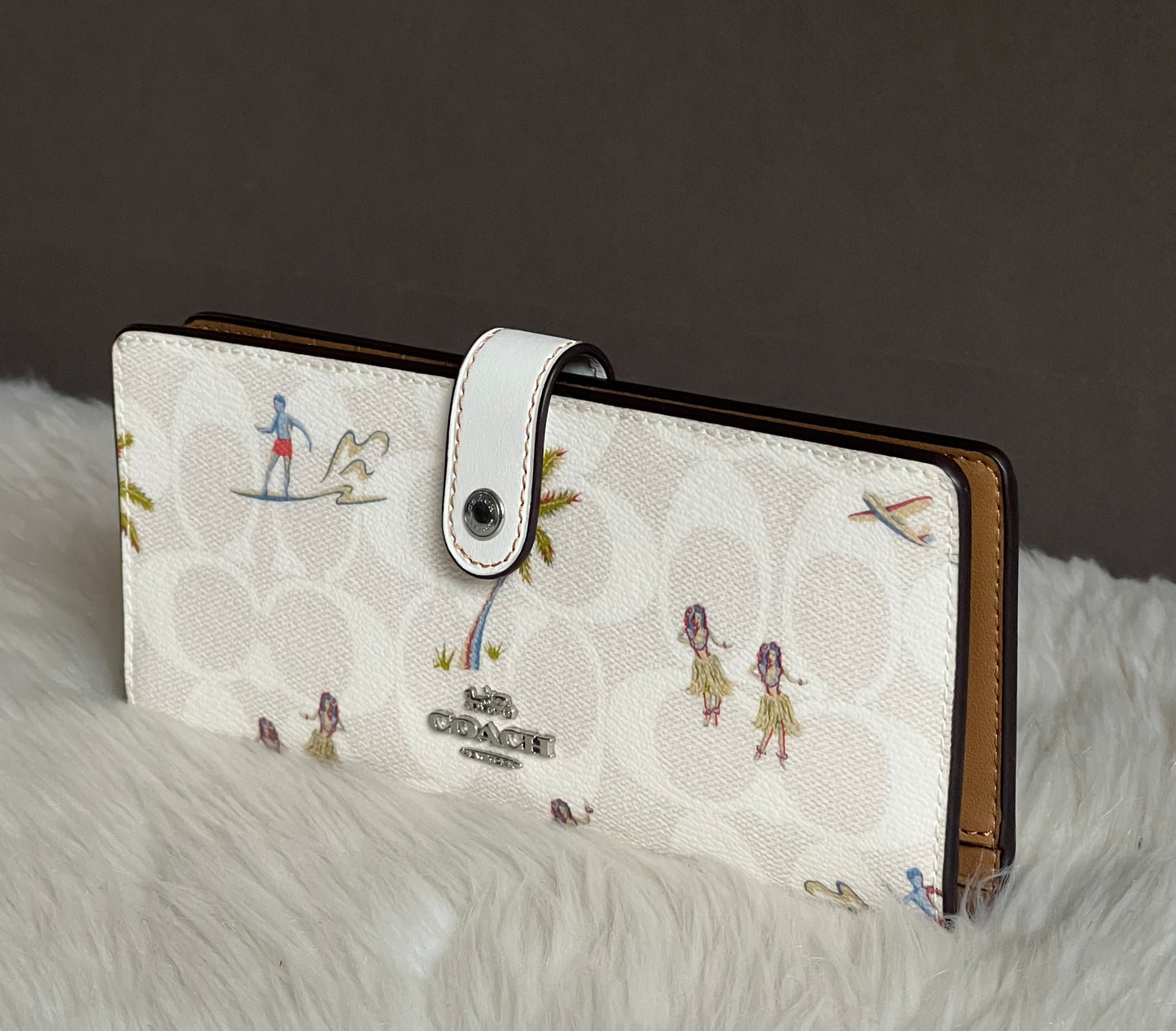 Coach Slim Wallet In Signature Canvas With Hula Print