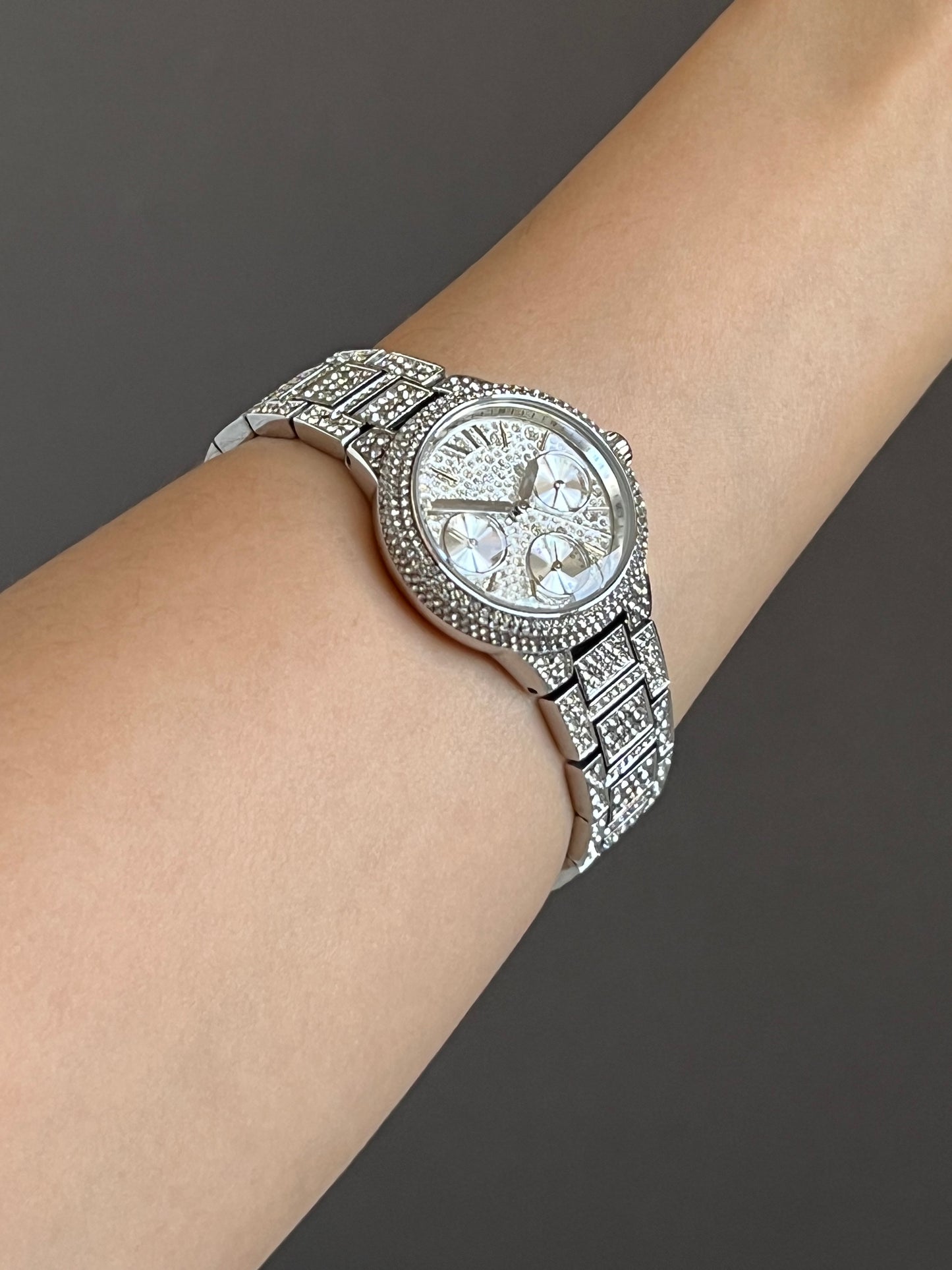 Michael Kors Women’s Mini Camille Pavé Silver-Tone Watch