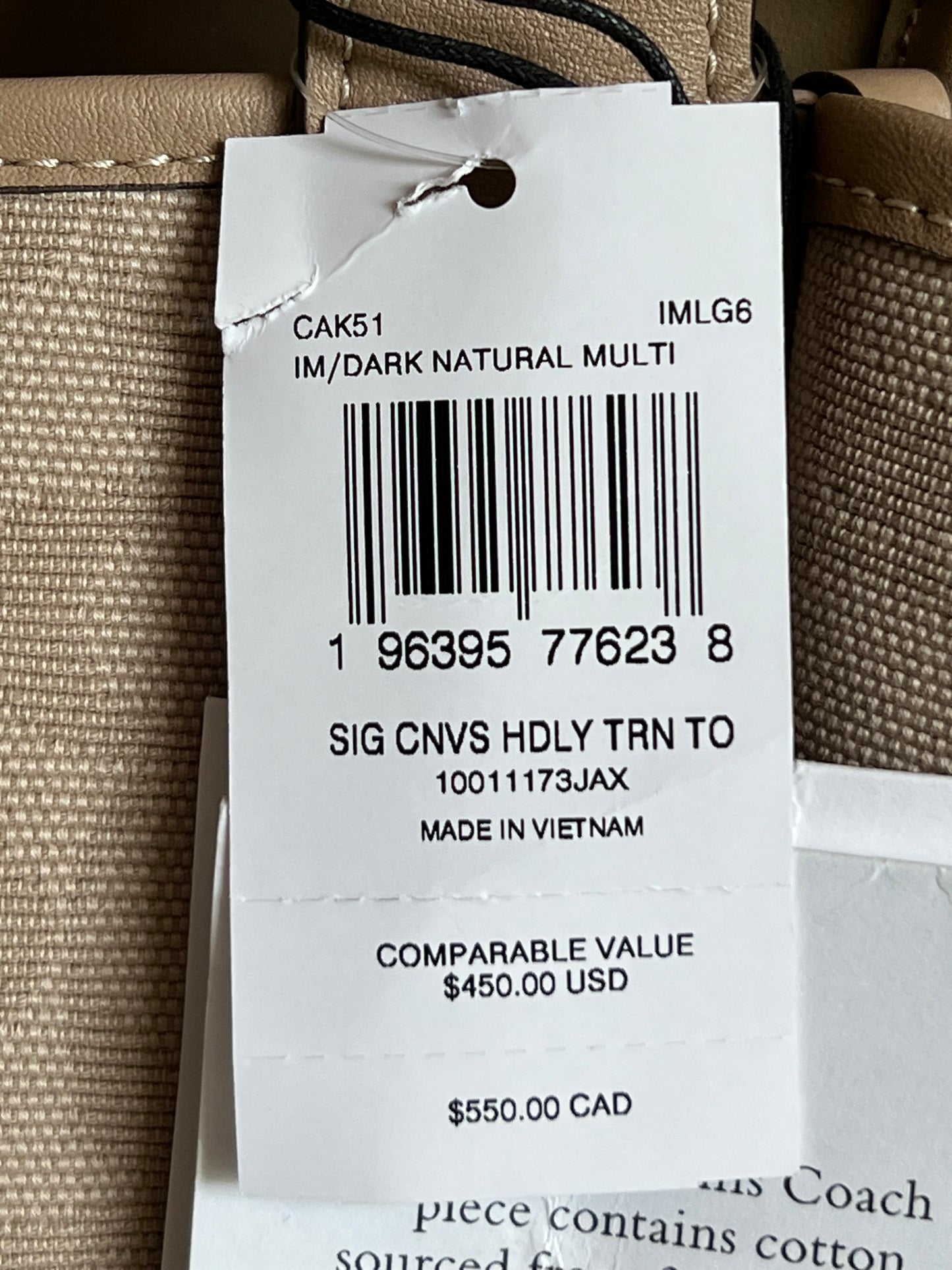 Coach Hadley Turnlock Tote Bag with Signature Canvas