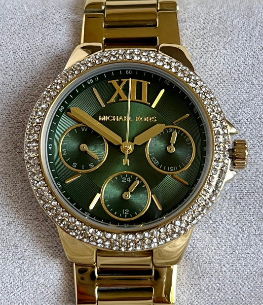 Michael Kors Women’s Camille Quartz Gold-Tone Green Dial Watch