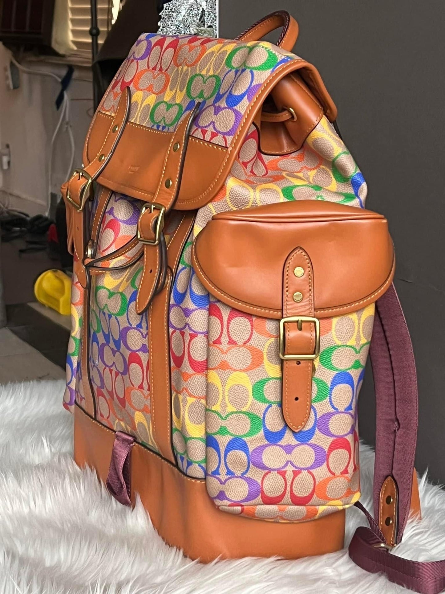 Coach Hitch Backpack in Rainbow Signature Canvas