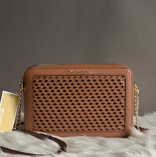 Michael Kors Jet Set Large Woven Crossbody Bag