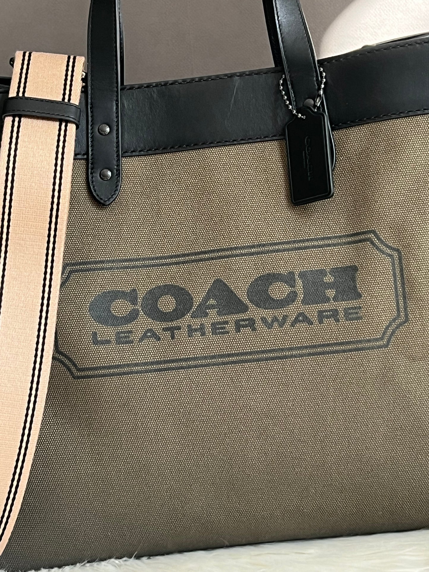 Coach Field Tote 40 in Organic Cotton Canvas with Coach Badge