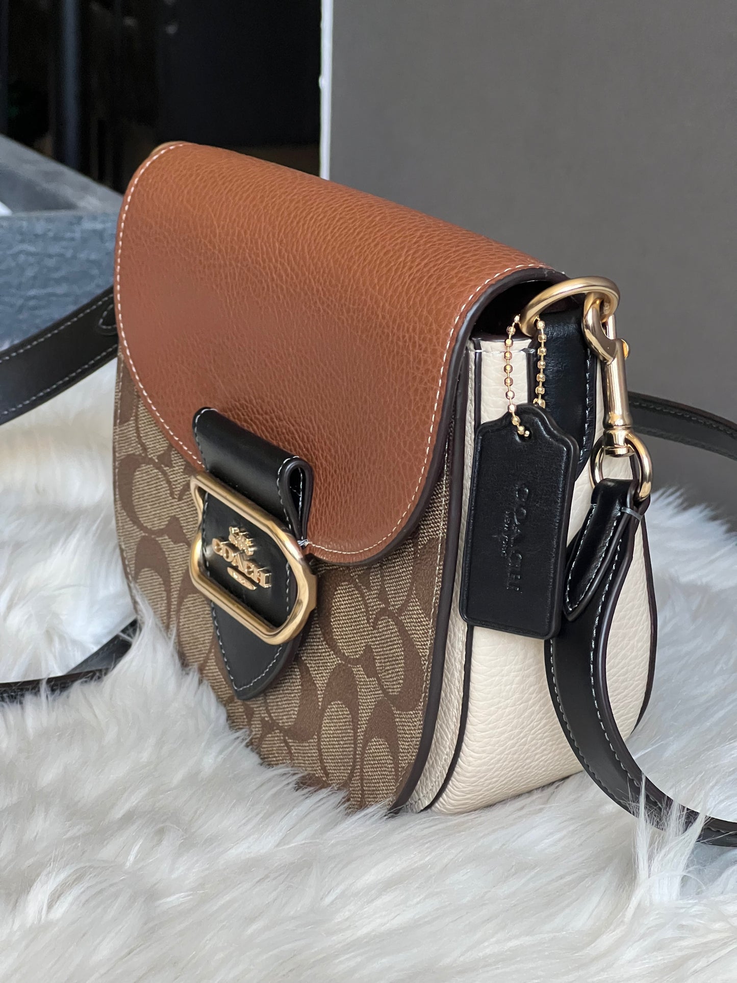 Coach Morgan Saddle Bag in Colorblock Signature Canvas