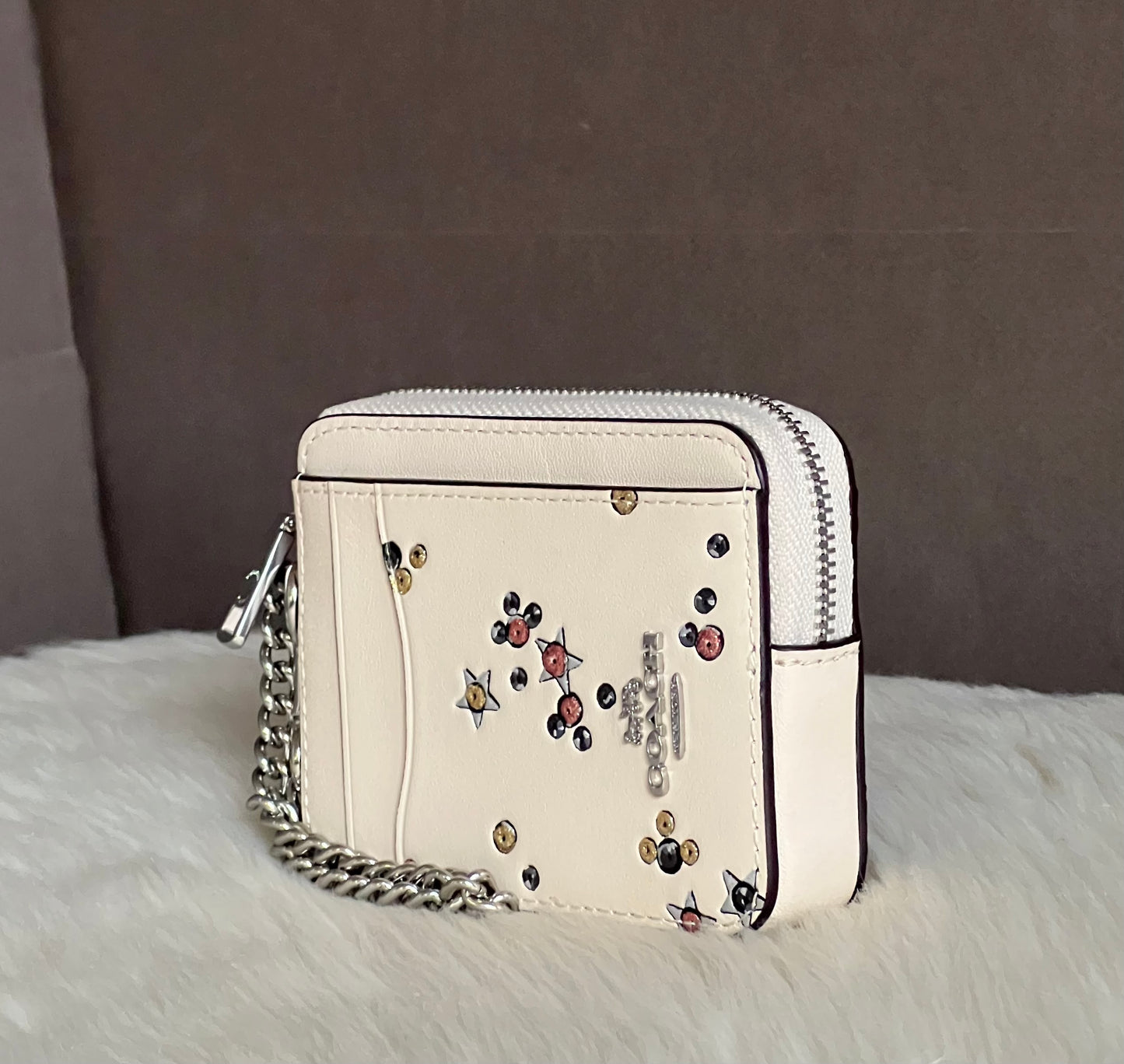 Coach Zip Card Case In Star Print