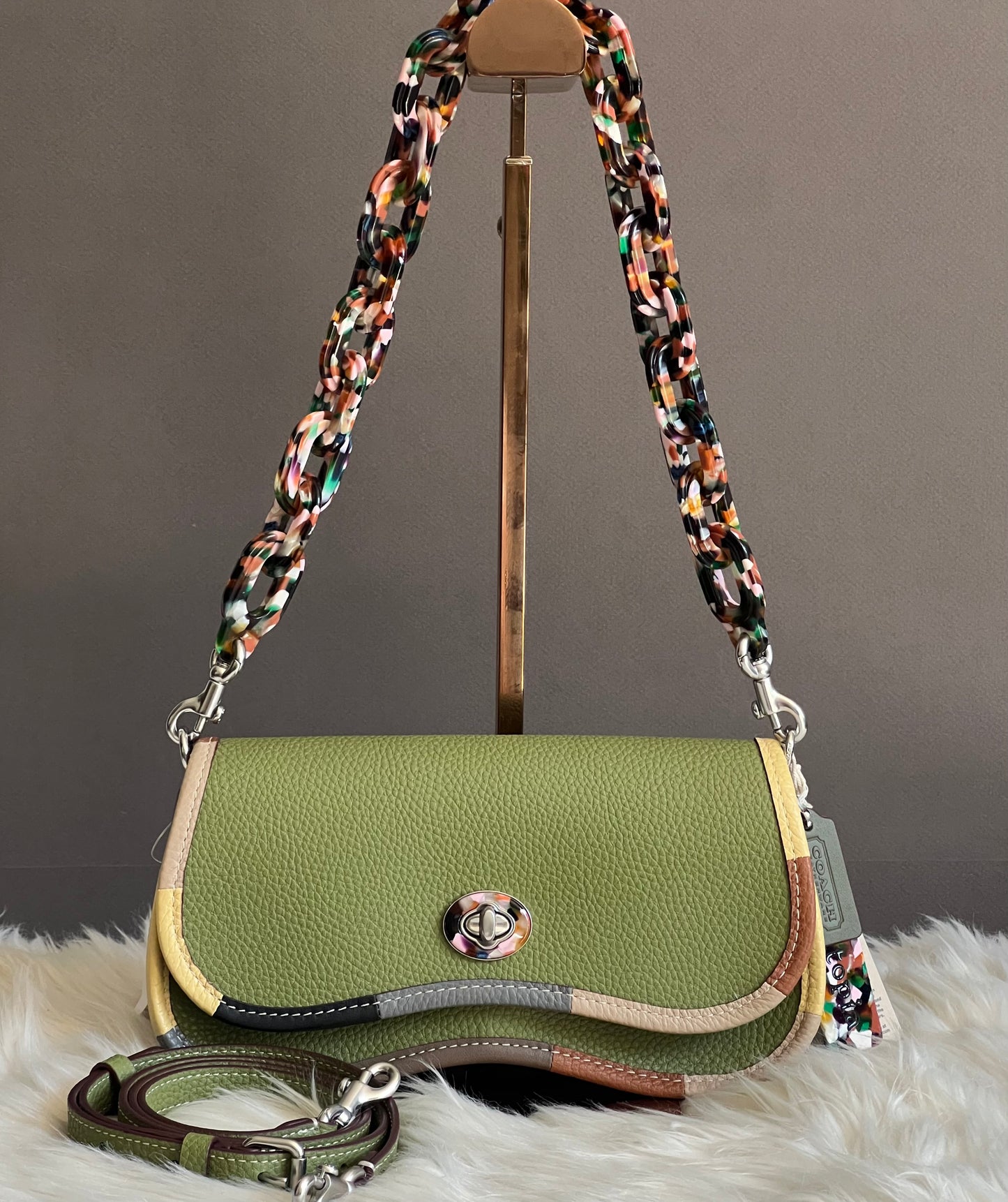 Coach Wavy Dinky Bag with Colorful Binding in Upcrafted Leather