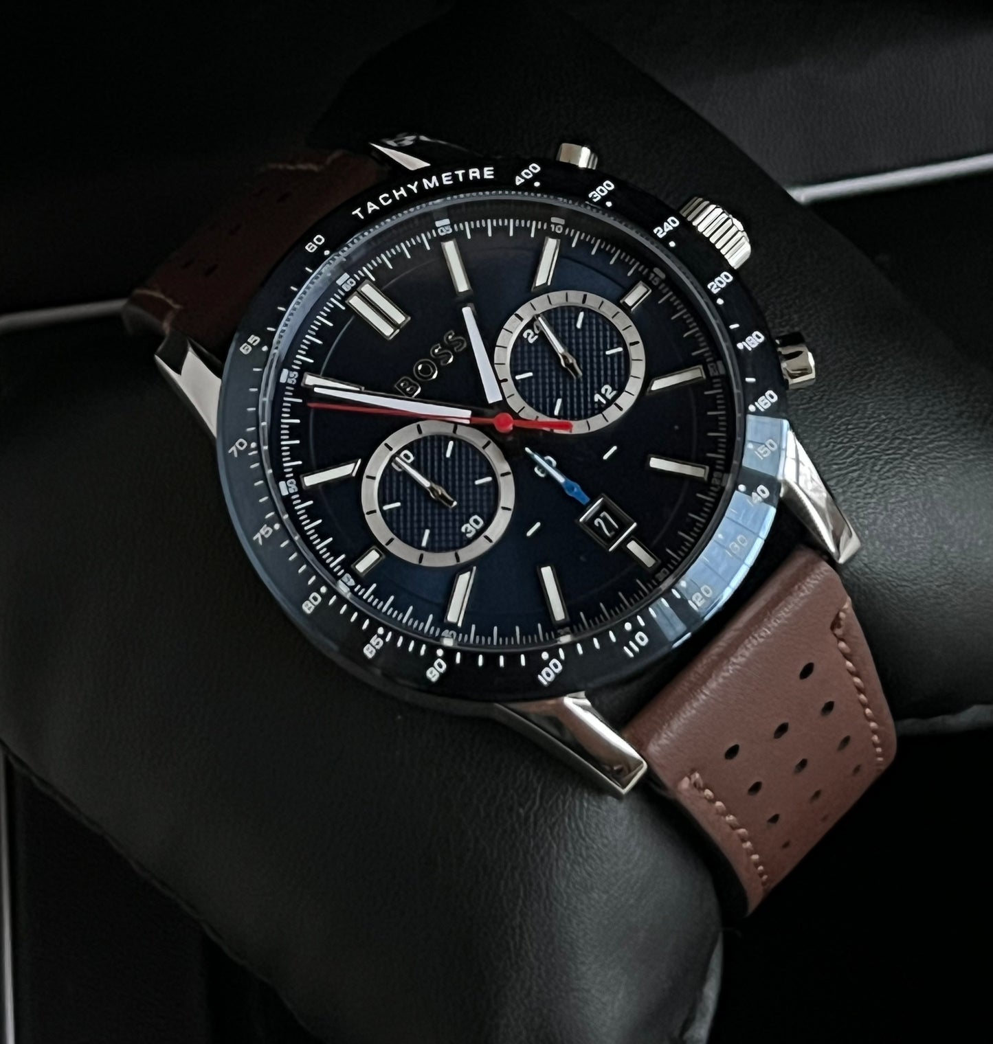 Hugo Boss Men’s Allure Chronograph Leather Strap Watch