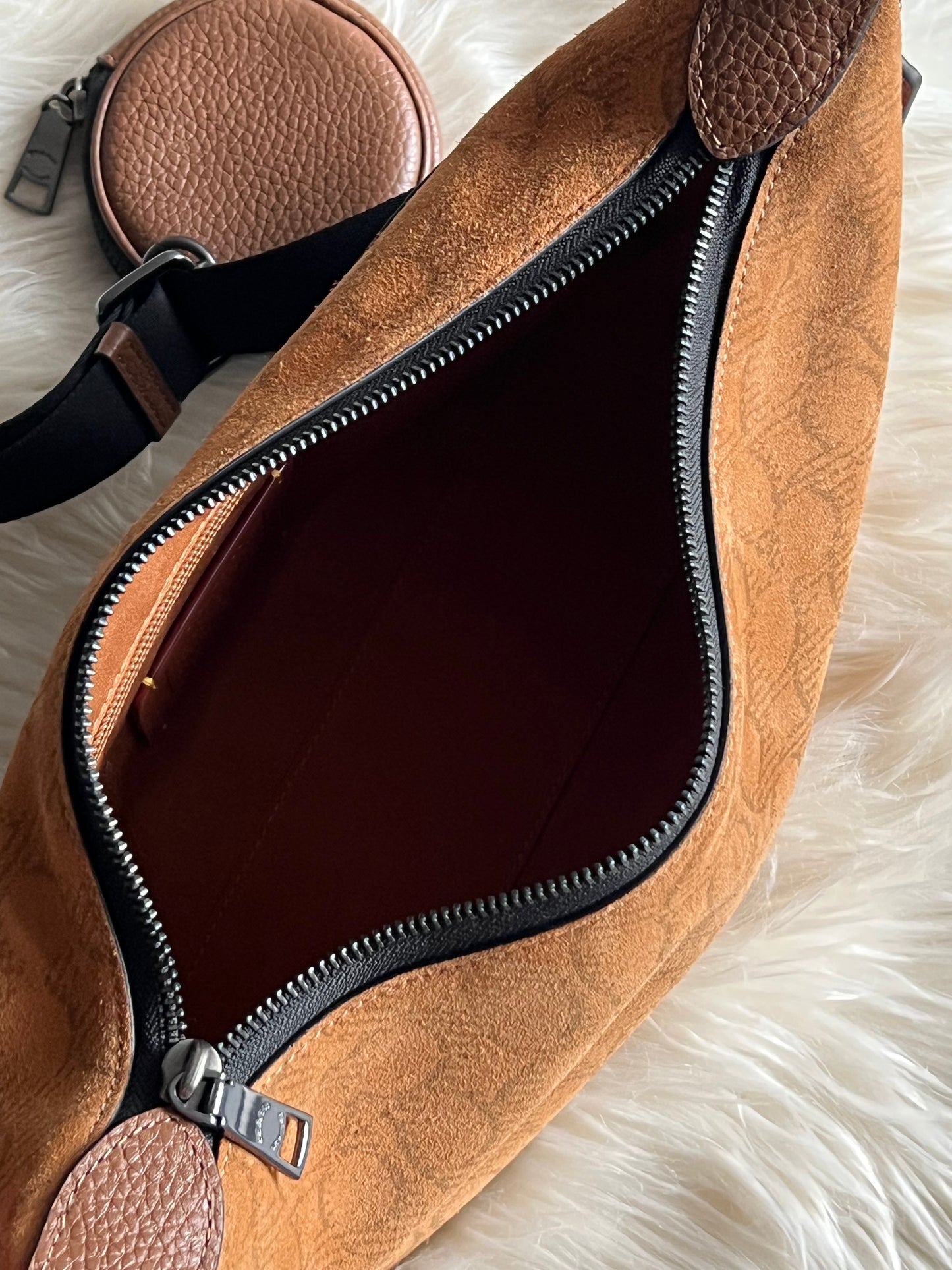 Coach Small Finn Crossbody Bag with Pouch in Signature Suede