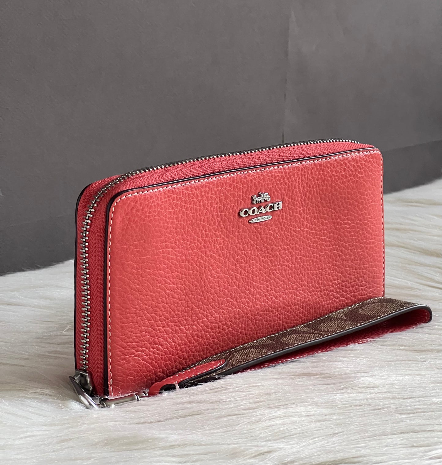 Coach Long Zip Around Wallet In Signature Canvas