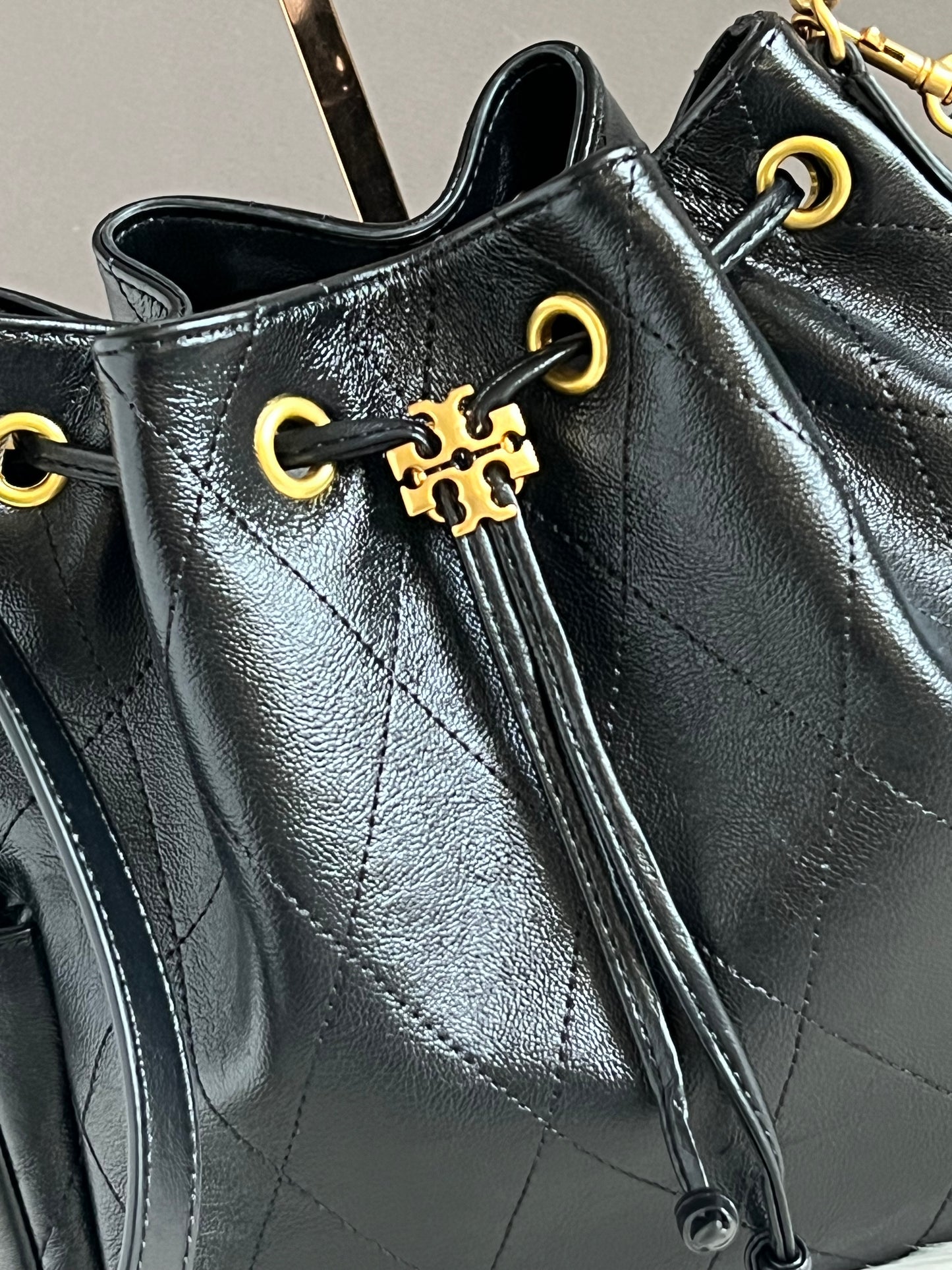 Tory Burch Charlie Quilted Drawstring Shoulder Bag