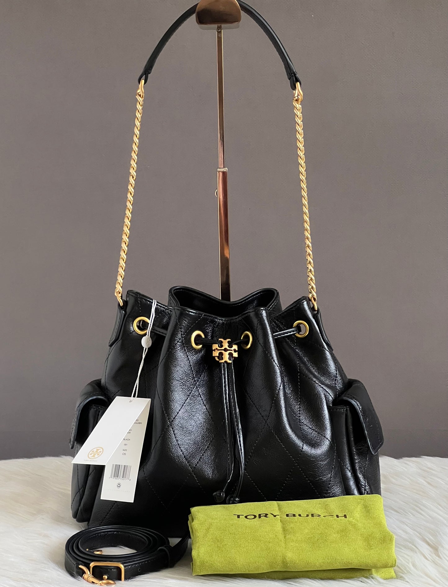 Tory Burch Charlie Quilted Drawstring Shoulder Bag