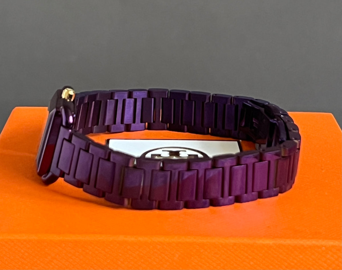 Tory Burch The Kira Square Purple Stainless Watch