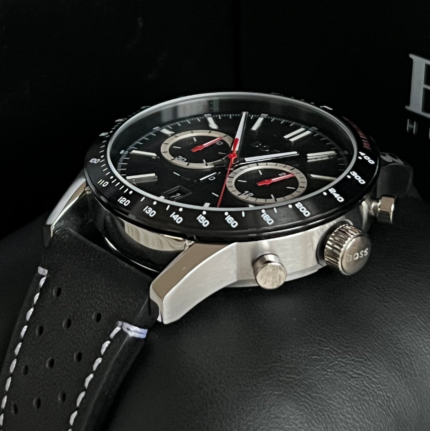 Hugo Boss Men’s Allure Chronograph Leather Strap Watch