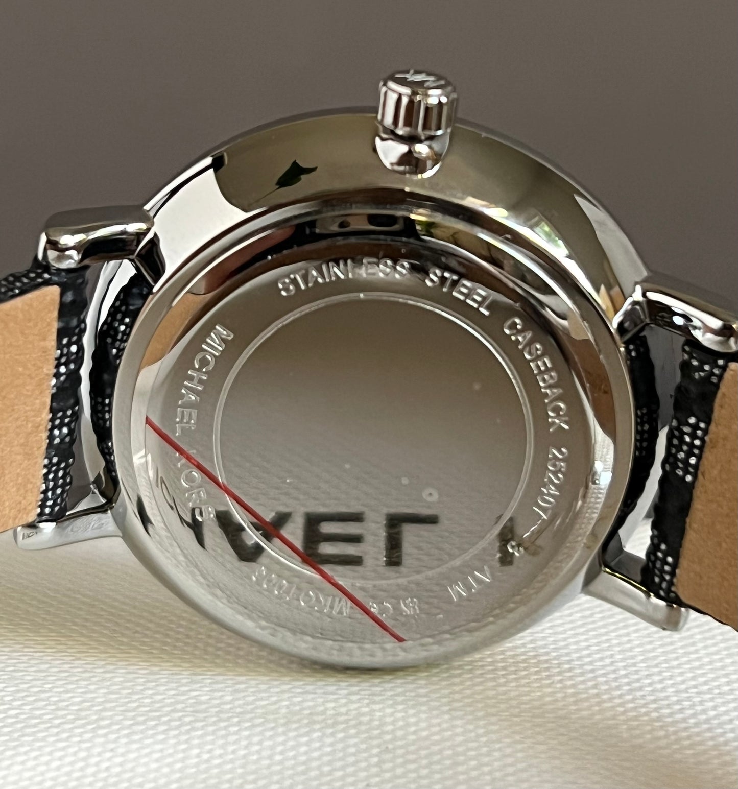 Michael Kors Three-Hand Black and Silver Metallic PVC Watch and Jewelry Set