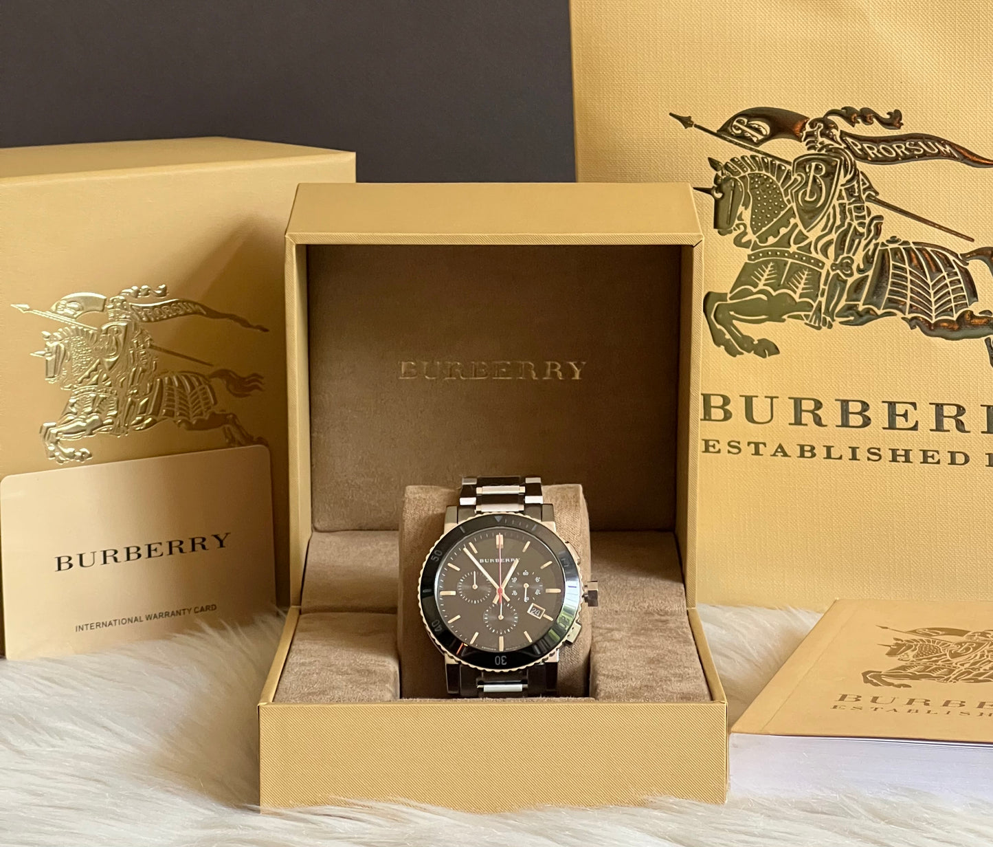 Burberry Men’s Black Dial Chronograph Stainless Steel Watch