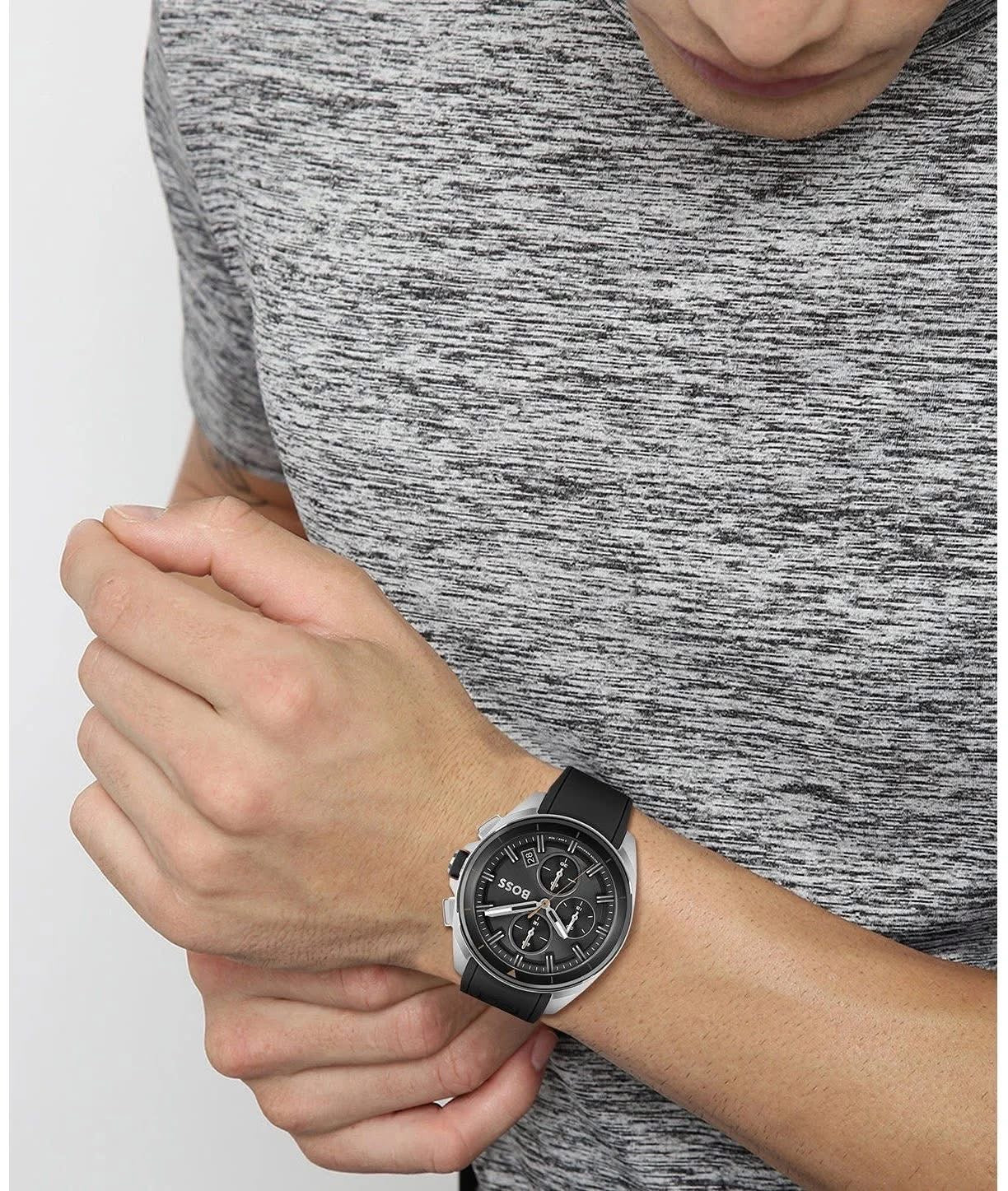 Hugo Boss Men’s Volane Black Silicone Chronograph Watch