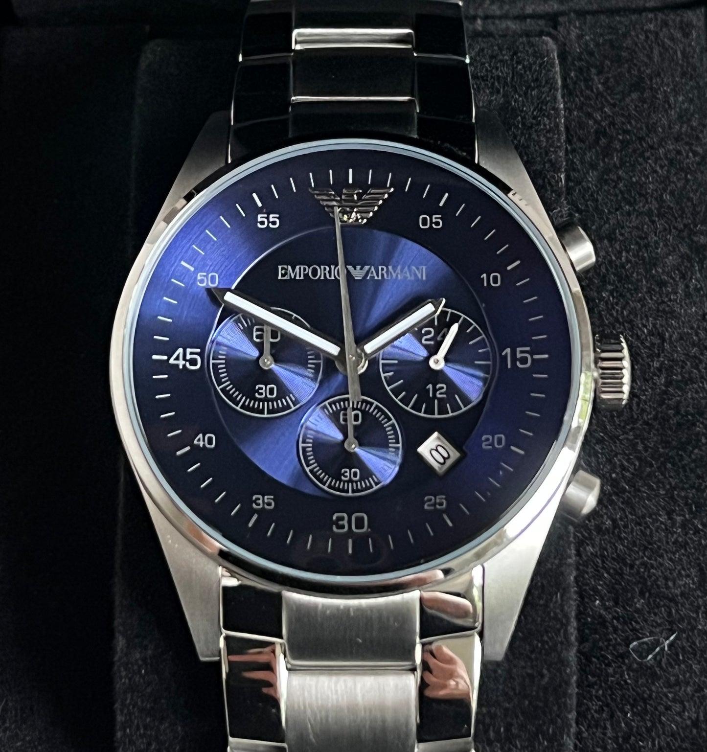 Emporio Armani Men’s Sport Steel Blue Dial Chronograph Watch