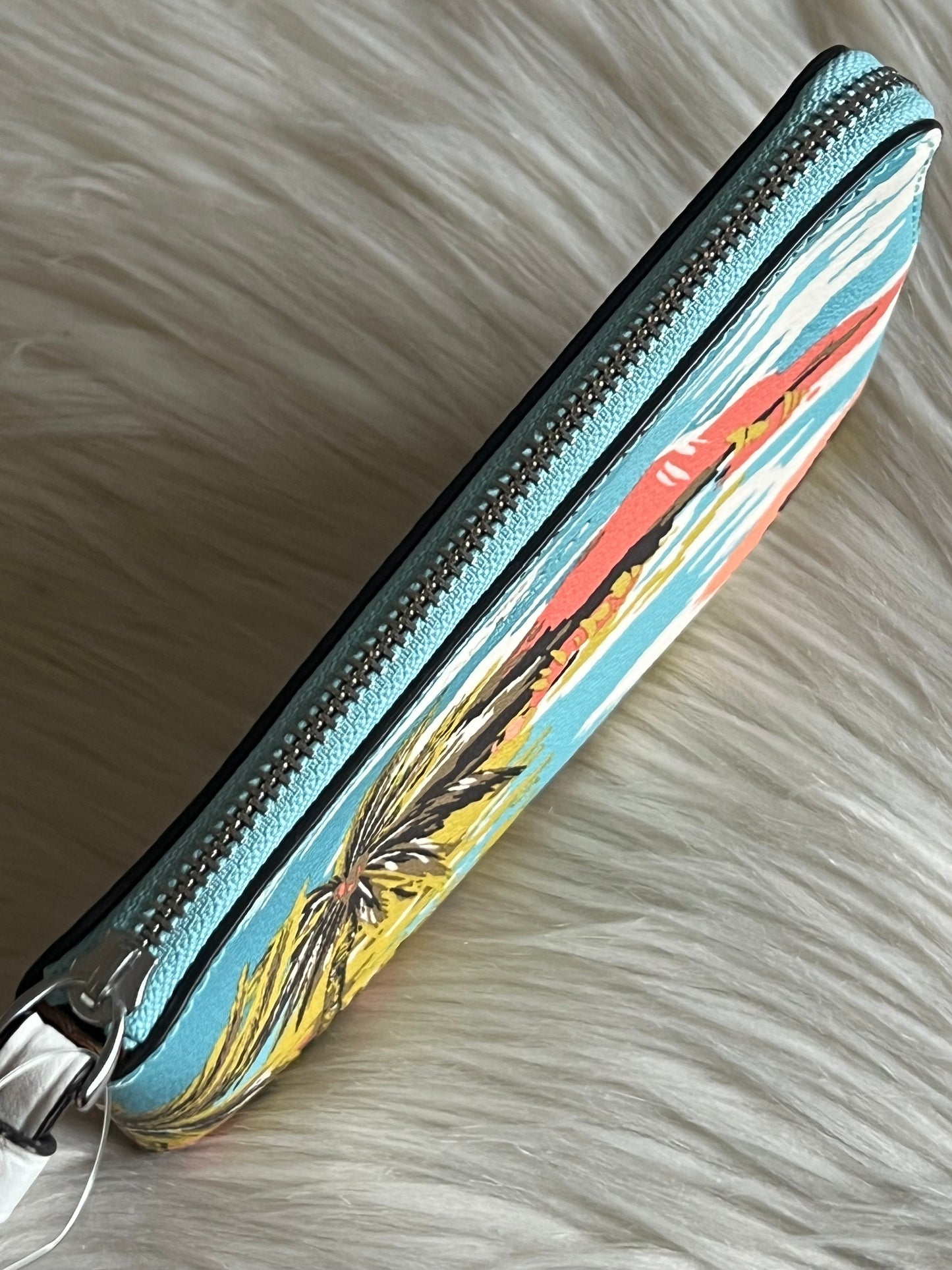 Coach Corner Zip Wristlet with Hawaiian Print