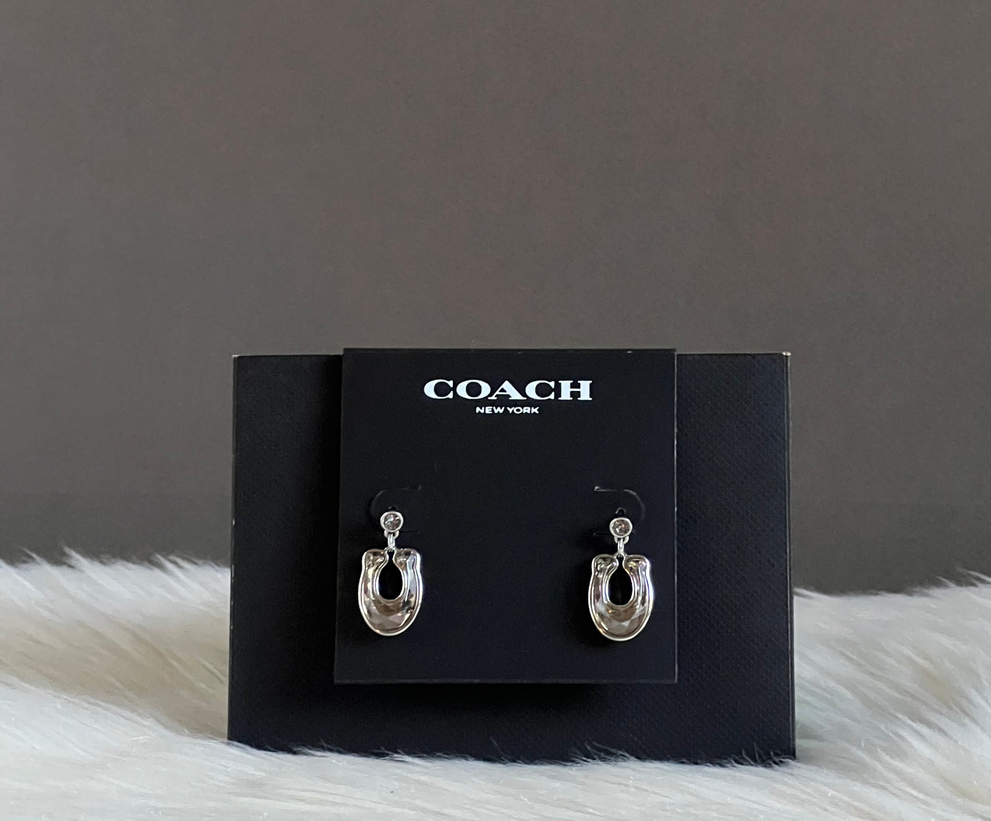 Coach Faceted Crystal Signature Drop Earrings