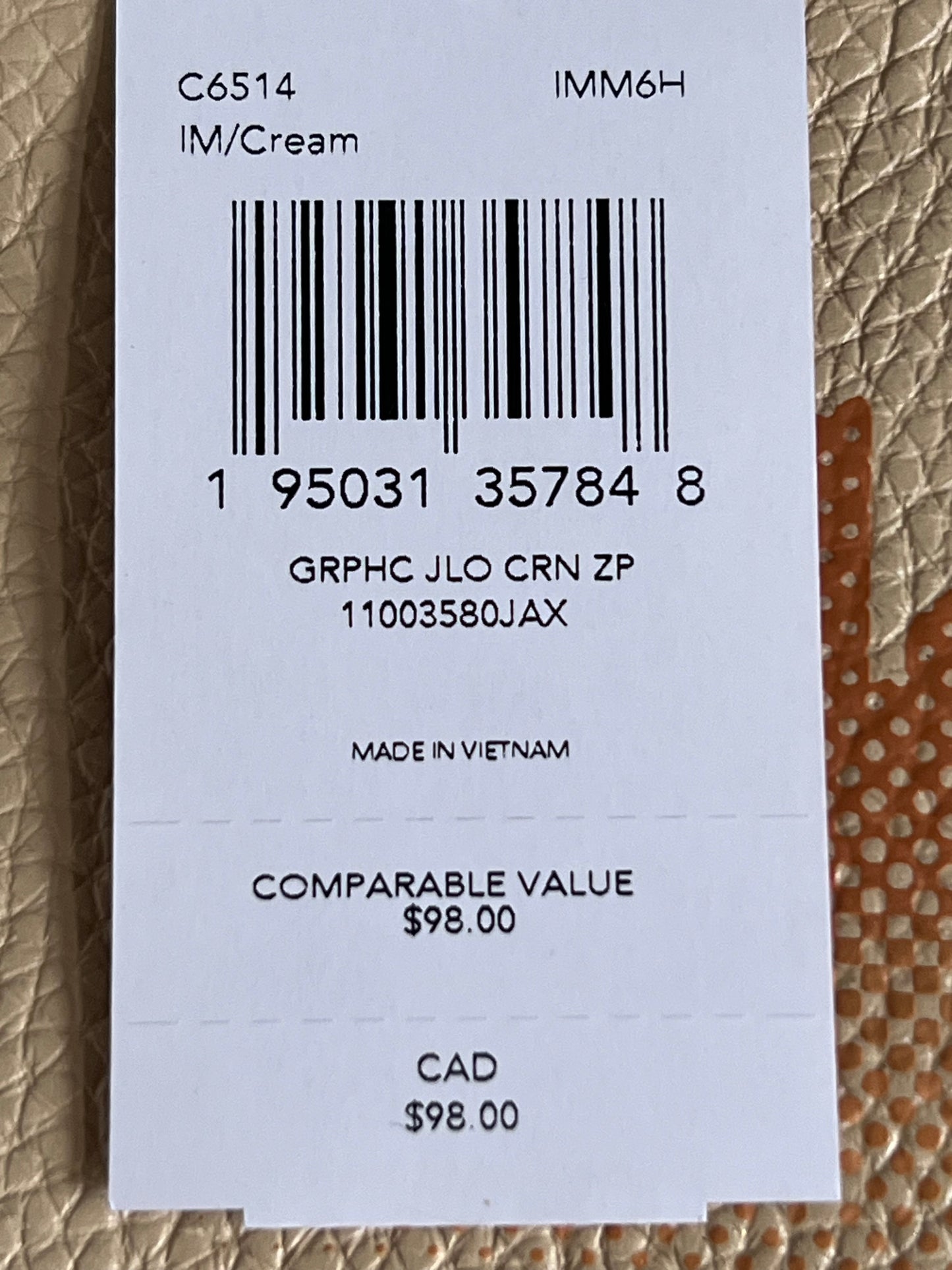 Coach X Jennifer Lopez Corner Zip Wristlet