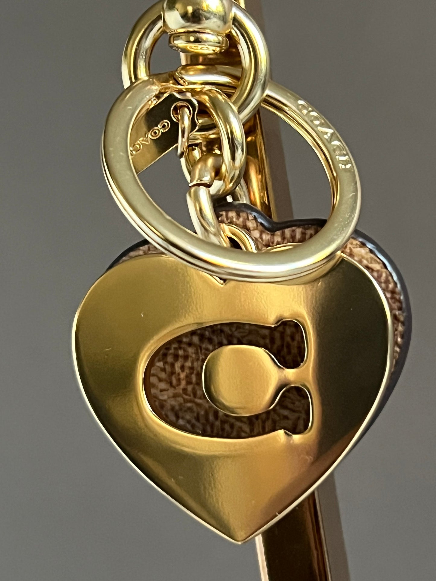 Coach Hearts Key Ring in Signature Canvas