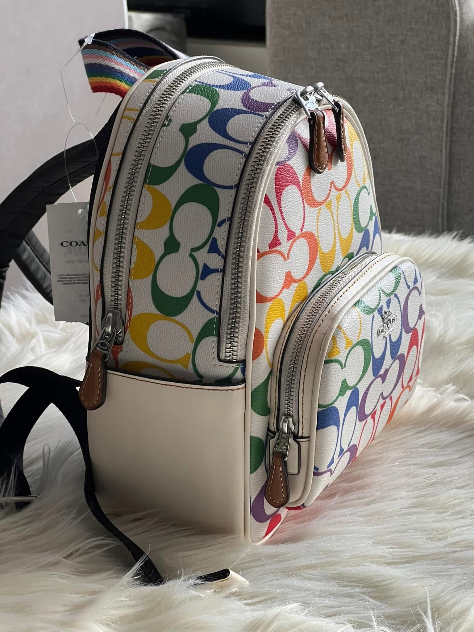 carrie backpack coach Coach Mini Court Backpack in Rainbow Signature Canvas – Club de Mode