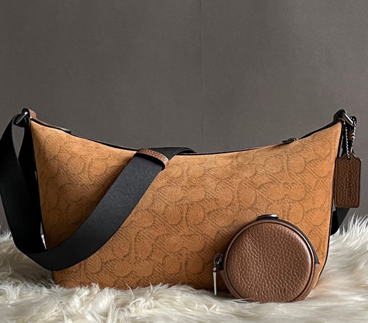 Coach Small Finn Crossbody Bag with Pouch in Signature Suede