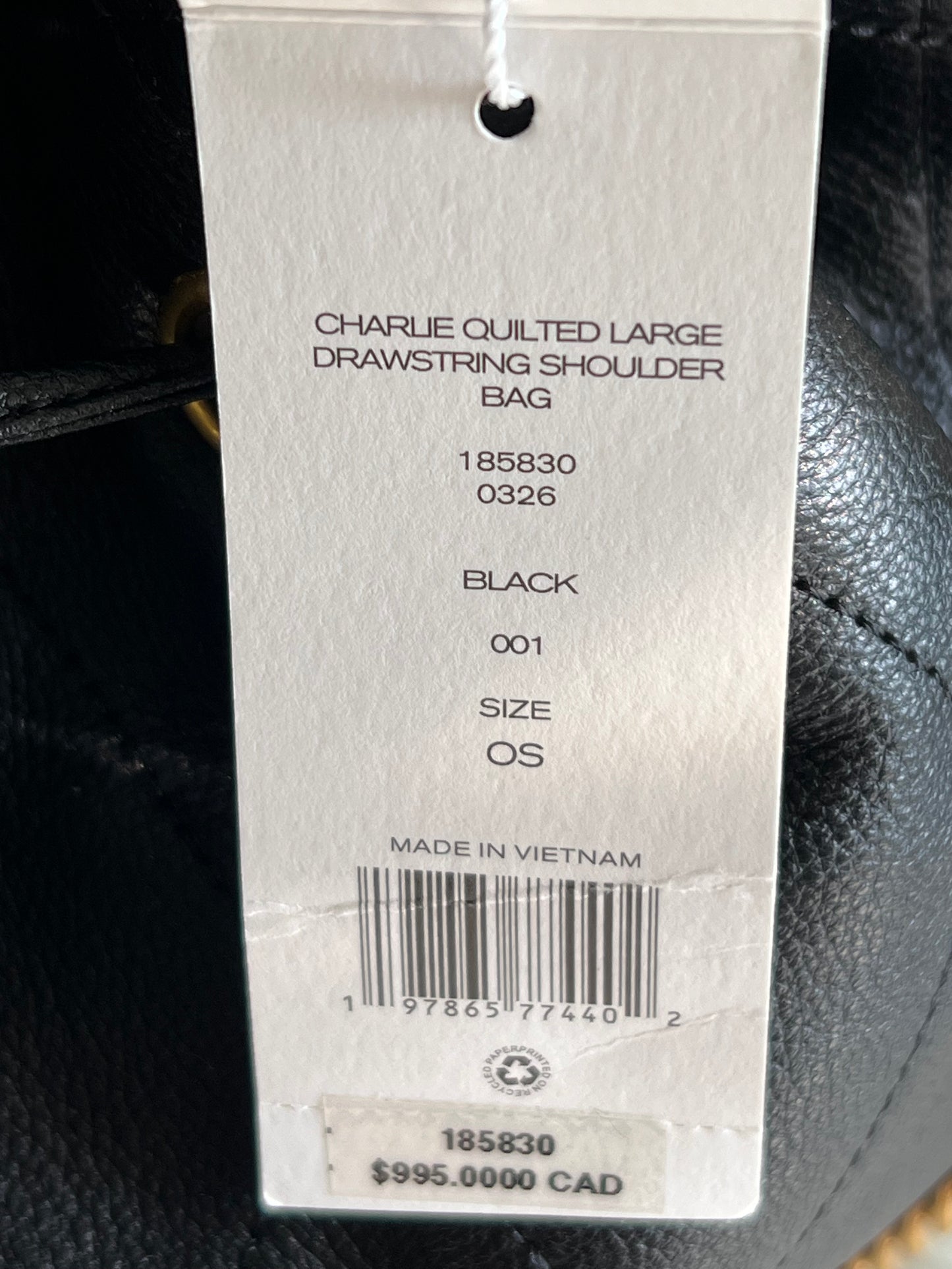 Tory Burch Charlie Large Quilted Drawstring Shoulder Bag