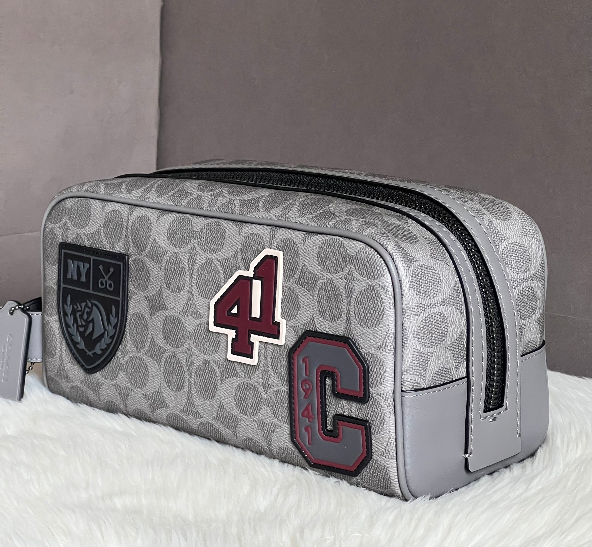 men's coach travel bag Coach Large Travel Kit In Signature Canvas With Patches – Club de Mode