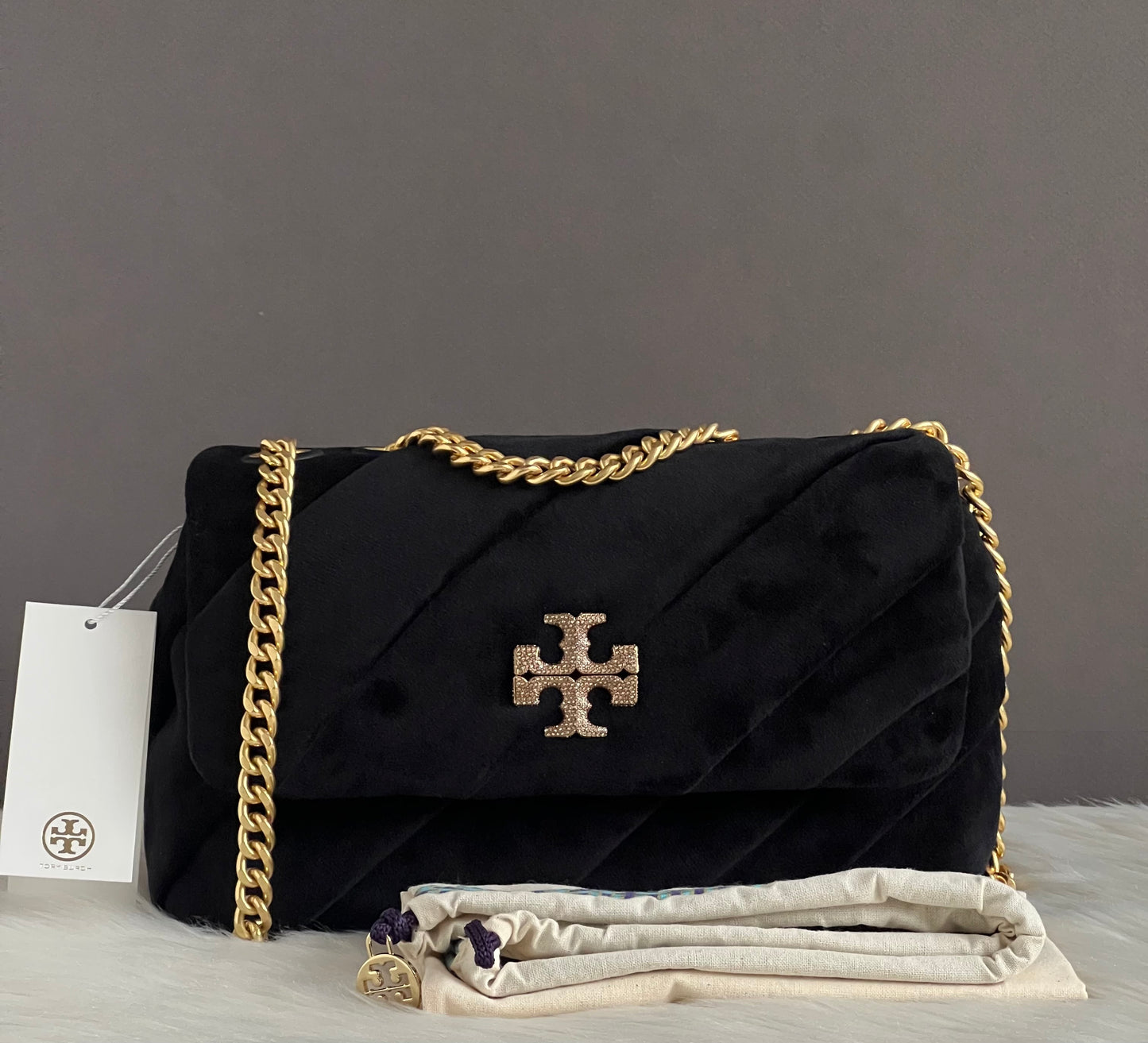 Tory Burch Small Kira Draped Velvet Convertible Shoulder Bag