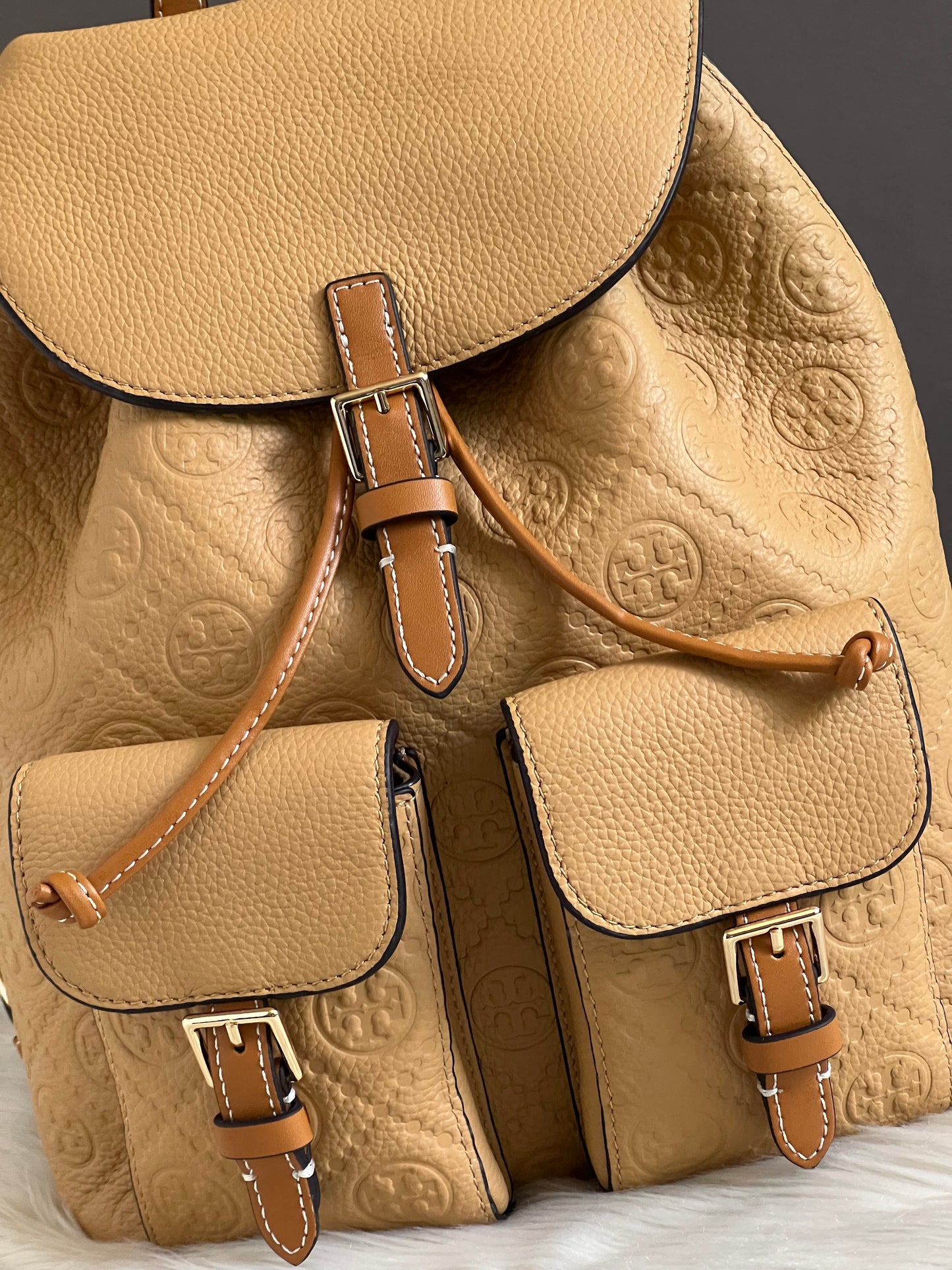 Tory Burch T Monogram Pebbled Backpack