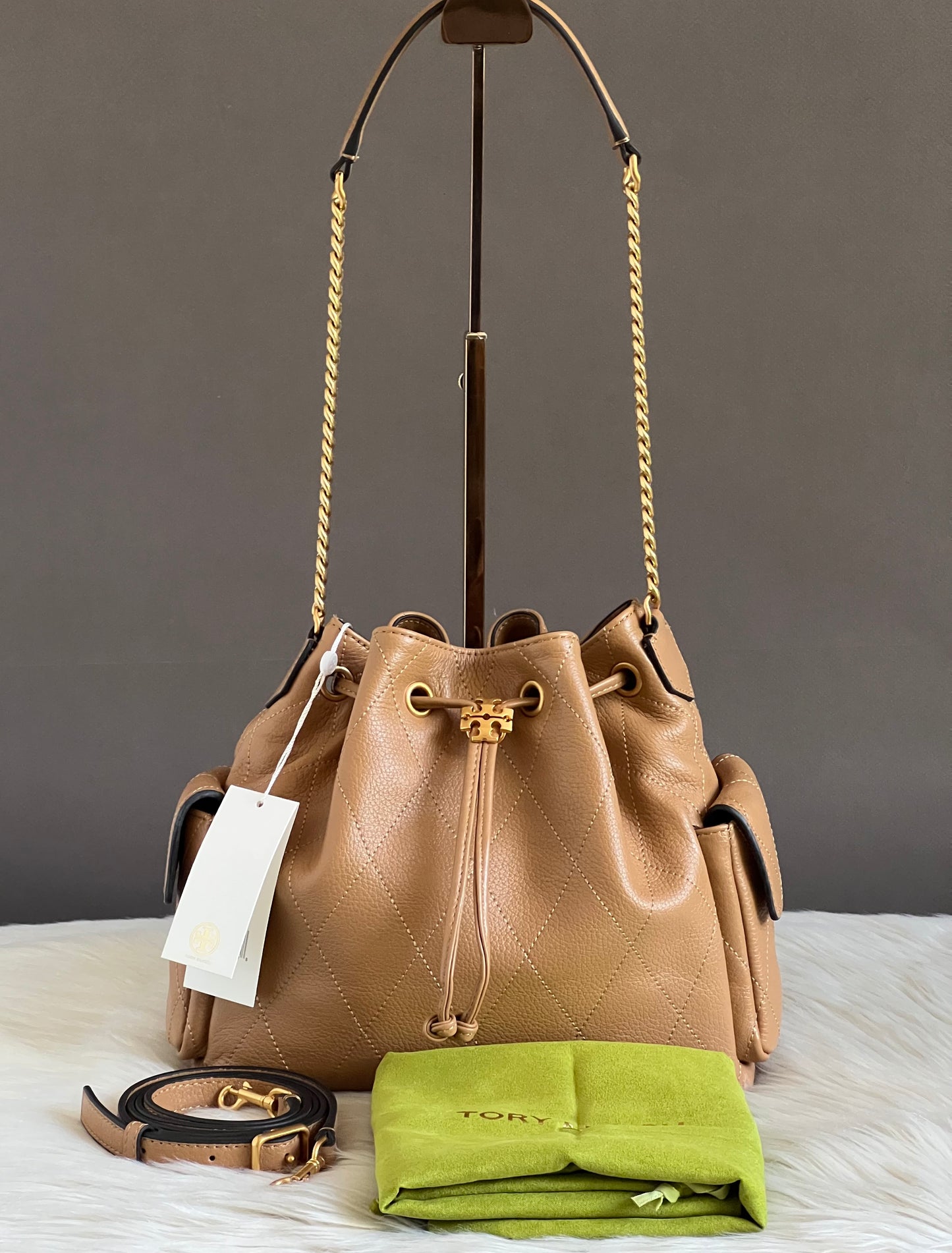 Tory Burch Charlie Quilted Drawstring Shoulder Bag