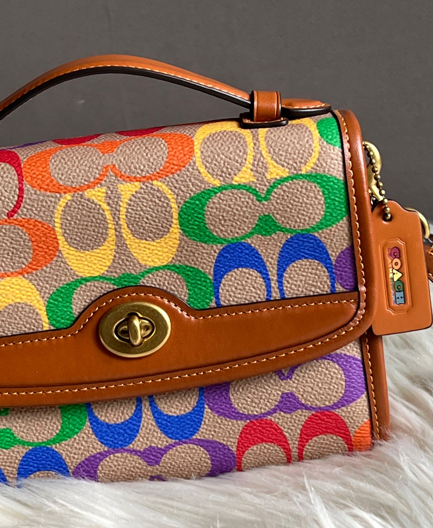 Coach Kip Turnlock Crossbody in Rainbow Signature Canvas