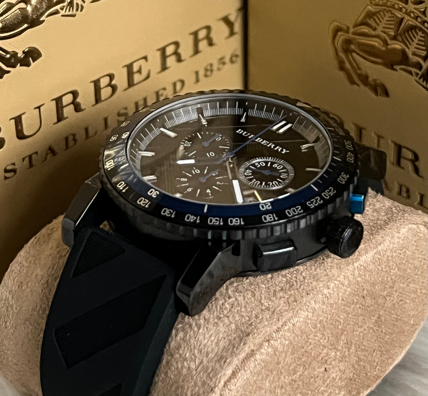 Burberry The City Sport Chronograph Black Rubber Strap Watch