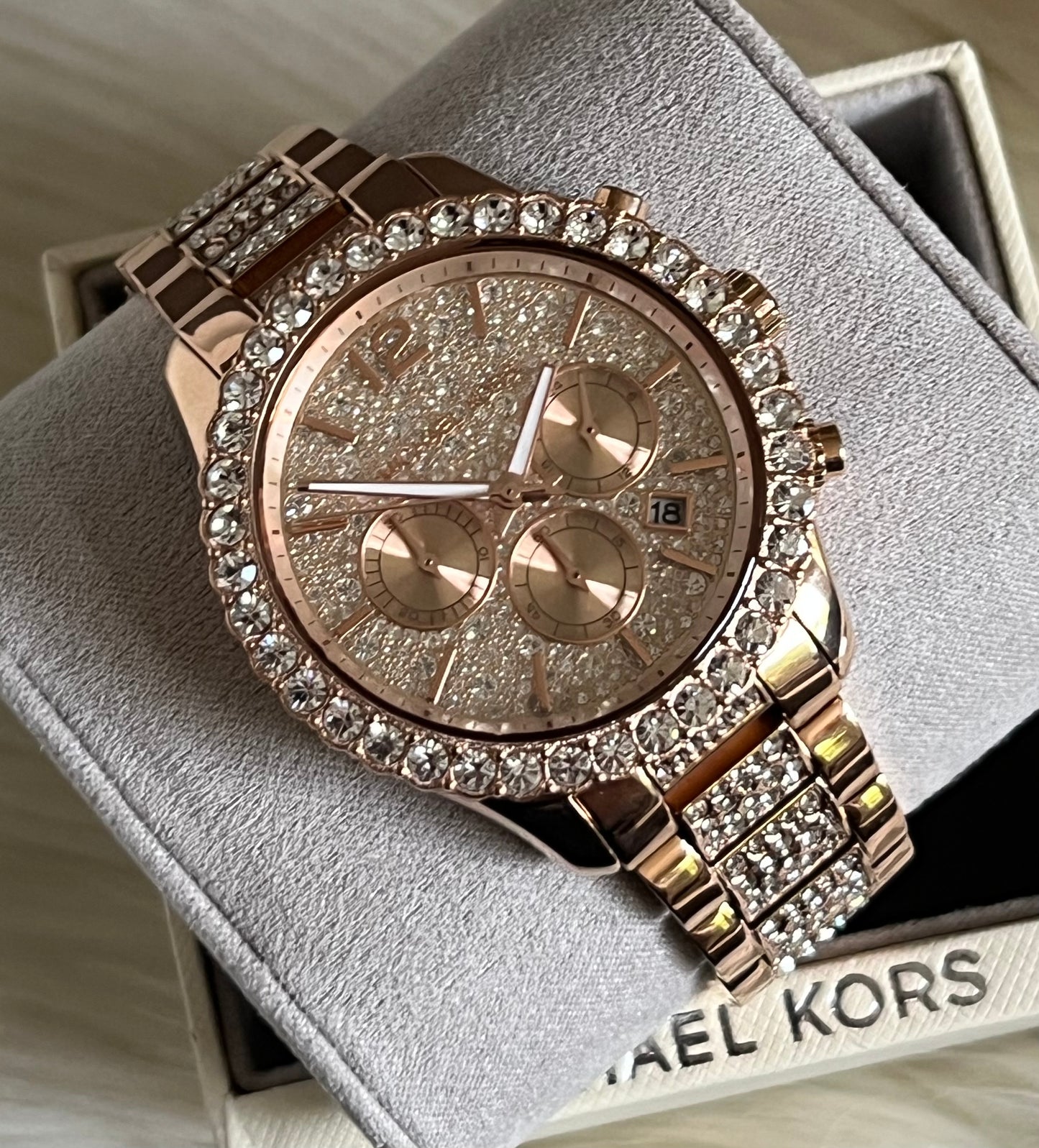 Michael Kors Women’s Layton Chronograph Rose Gold-Tone Watch