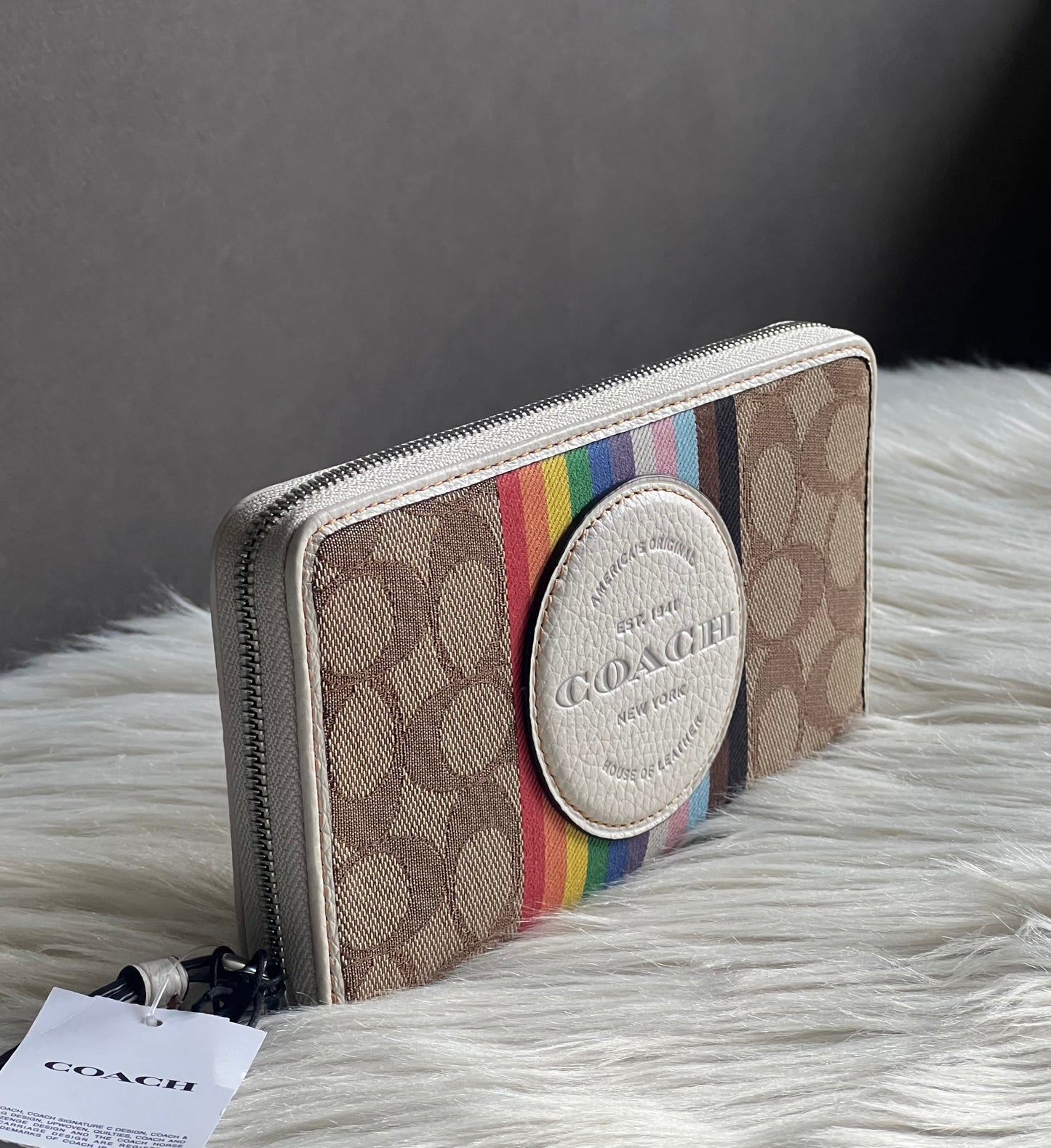 Coach Dempsey Large Phone Wallet in Signature Jacquard Rainbow Stripe