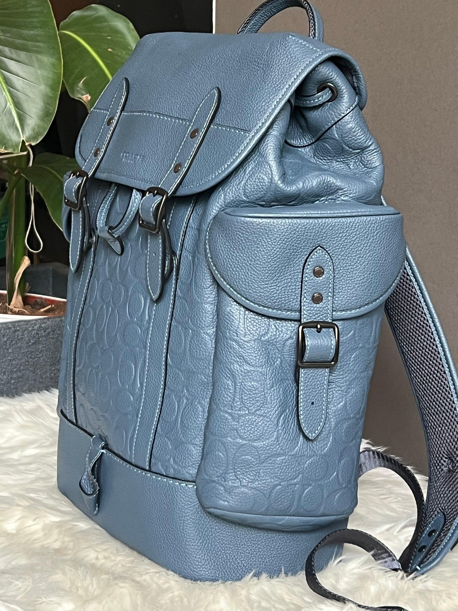 blue leather coach backpack Coach Hitch Backpack in Signature Leather – Club de Mode