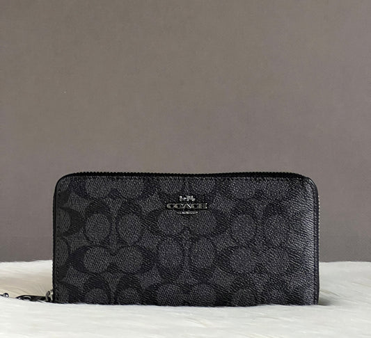 Coach Long Zip Around Wallet In Signature Canvas