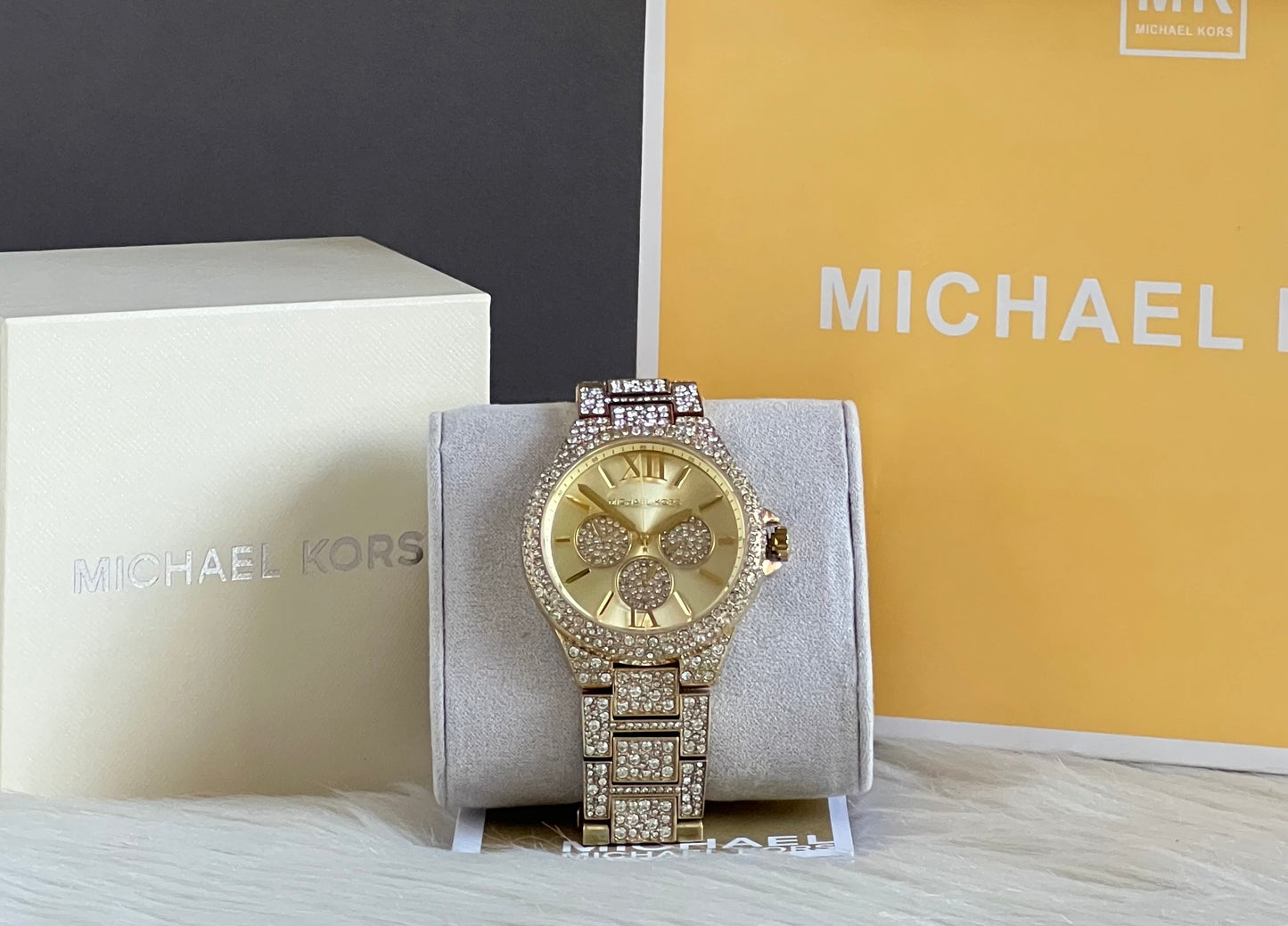Michael Kors Women’s Oversized Camille Pavé Gold-Tone Watch