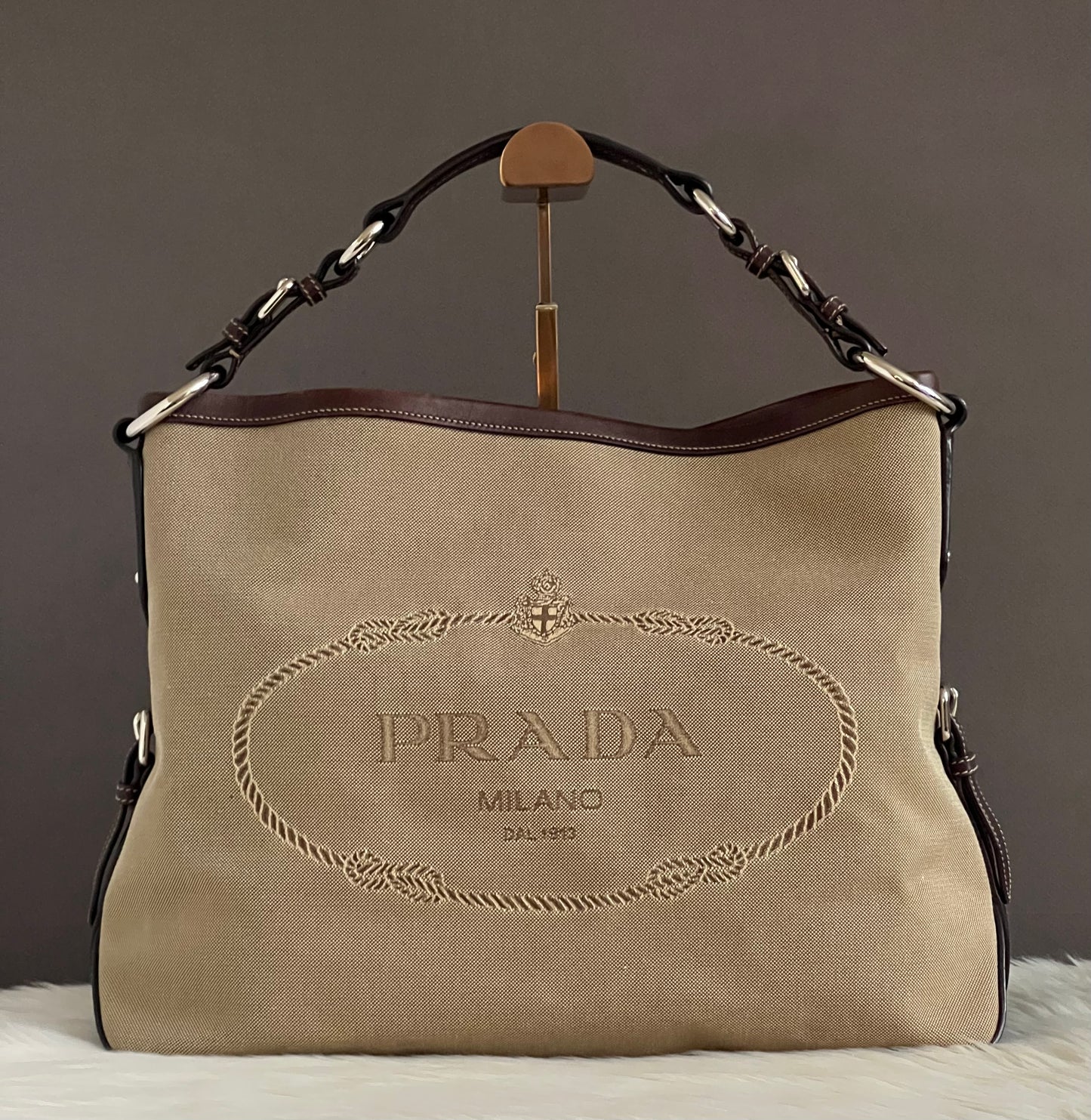 Prada Logo Jacquard Shoulder Bag