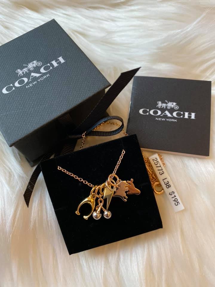 Coach Demi-Fine Miniature Charm Toggle Necklace Gold-Tone