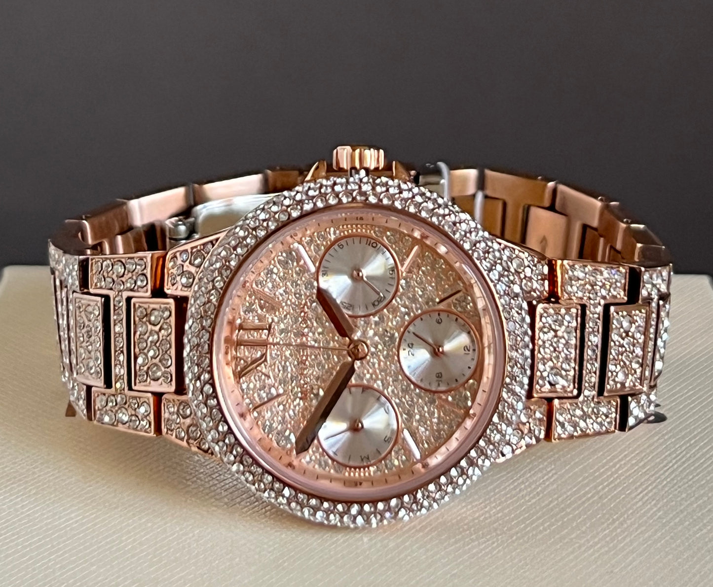 Michael Kors Women’s Mini Camille Pavé Rose Gold-Tone Watch