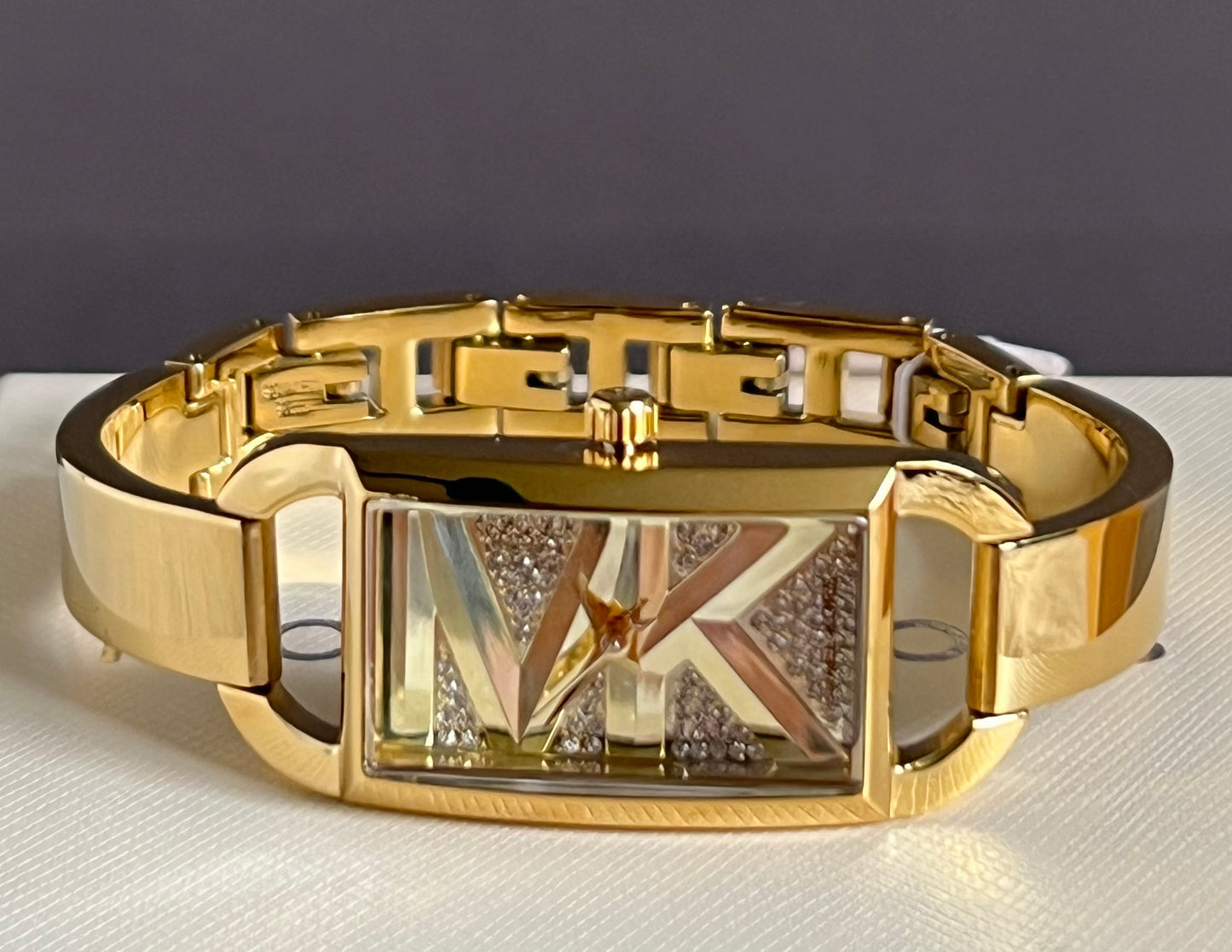 Michael Kors Women’s Mini Empire Pavé Gold-Tone Bangle Watch