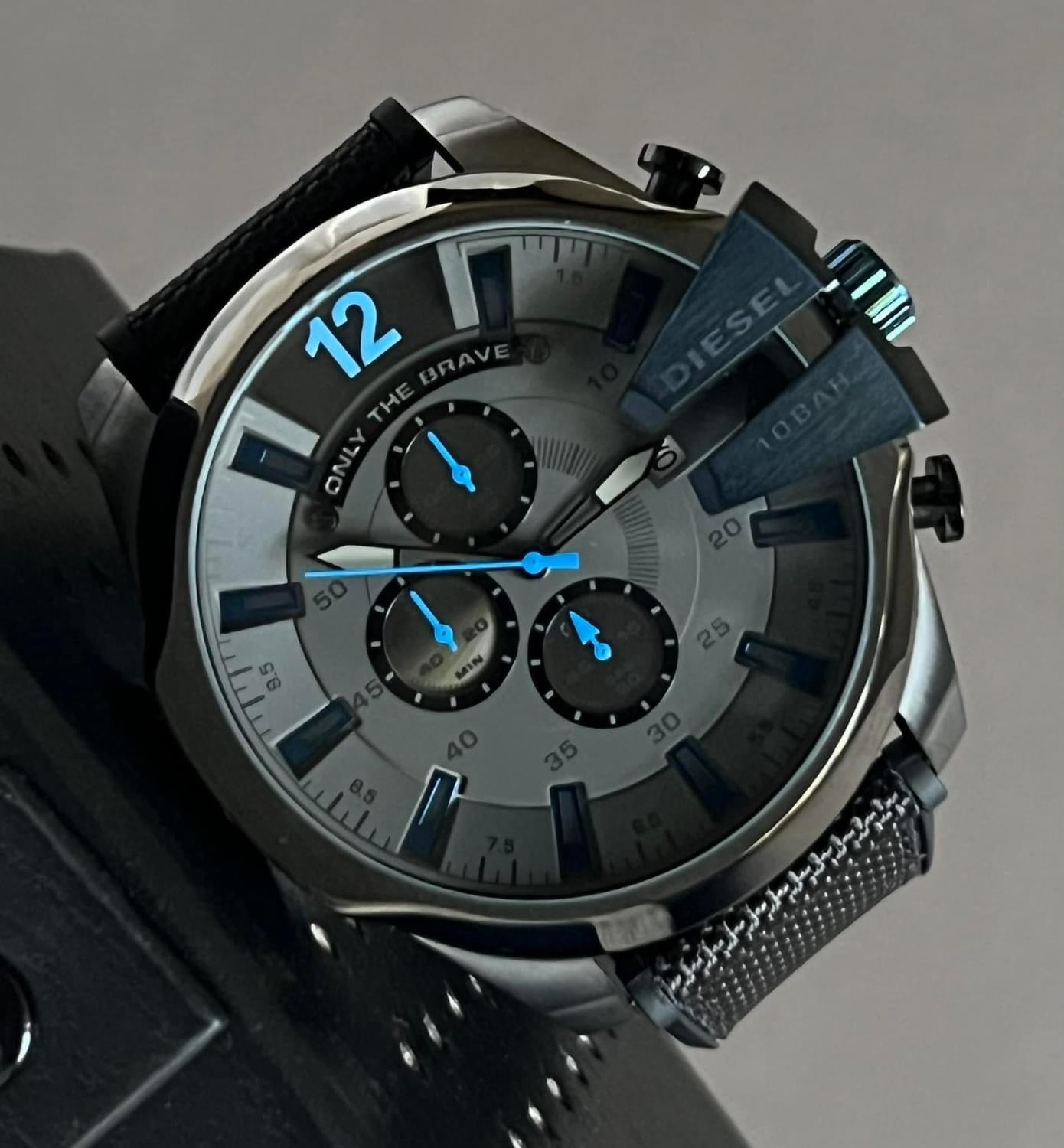 Diesel Mega Chief Black and Grey Nylon Watch