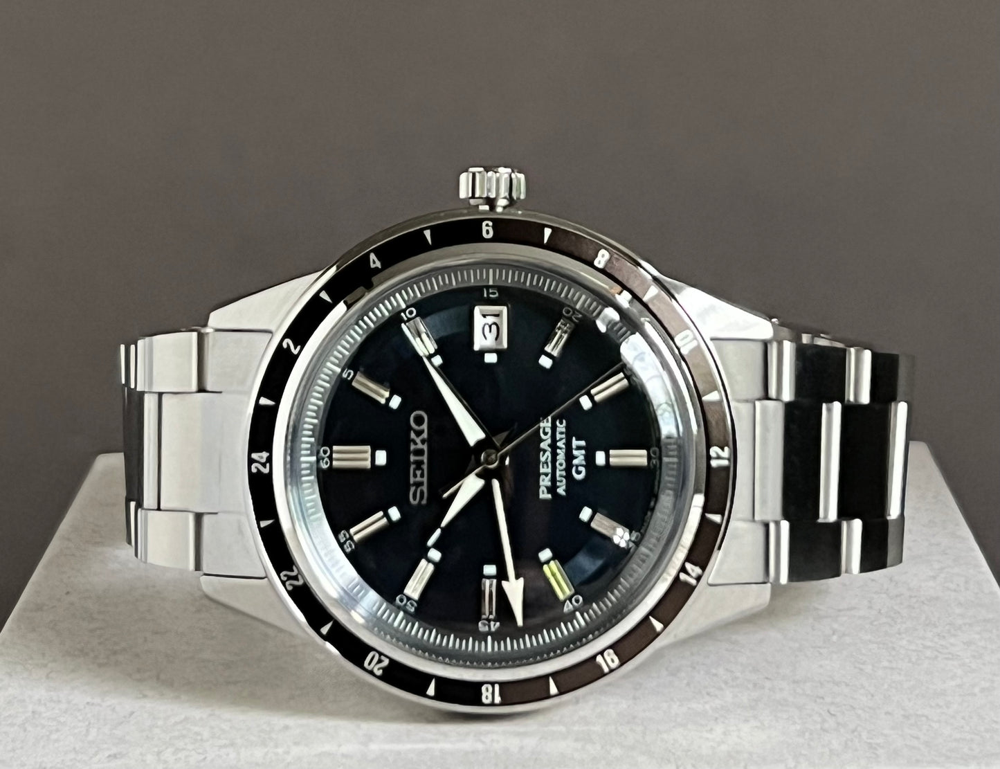 Seiko Men’s Presage Automatic GMT Watch