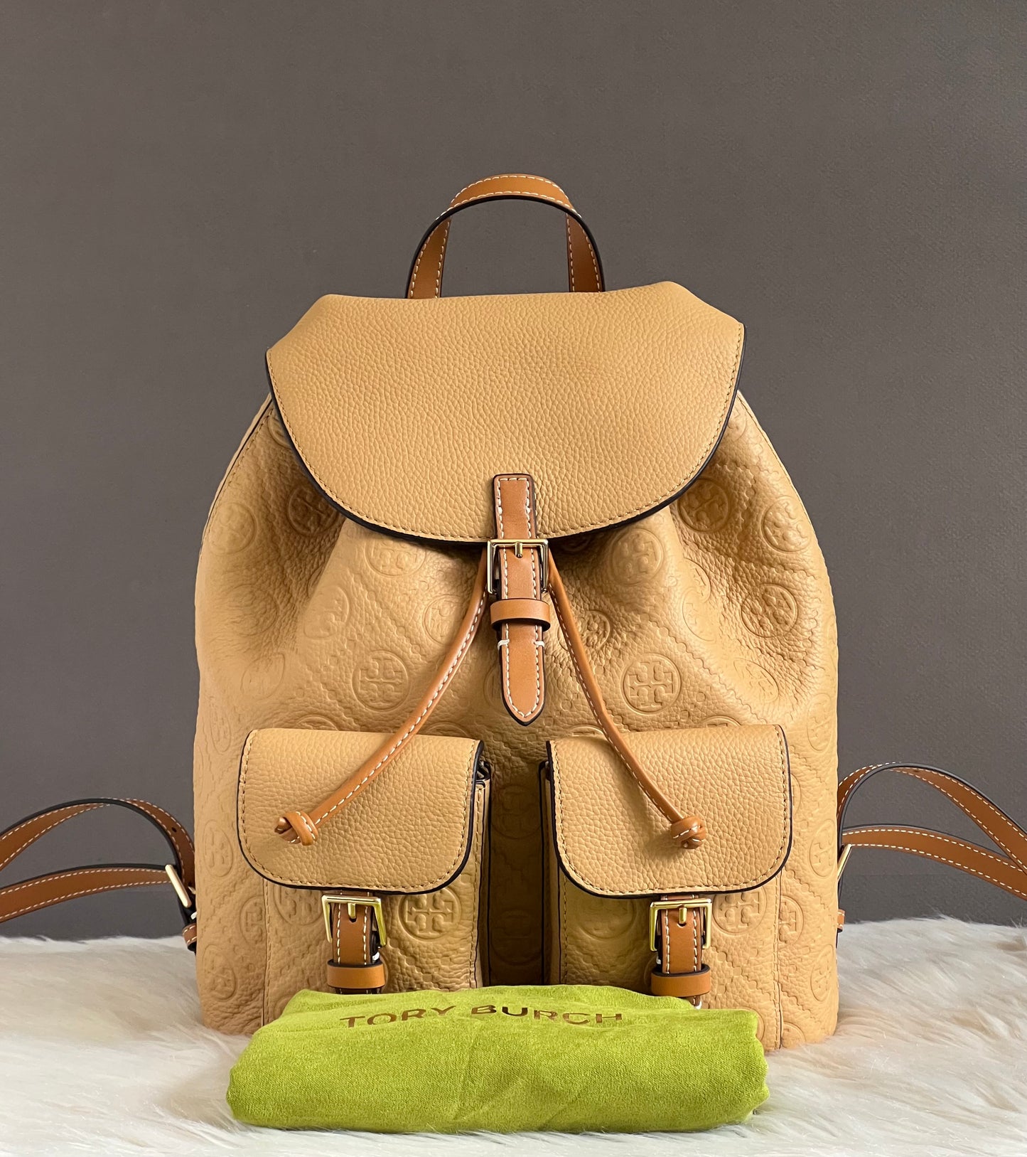 Tory Burch T Monogram Pebbled Backpack